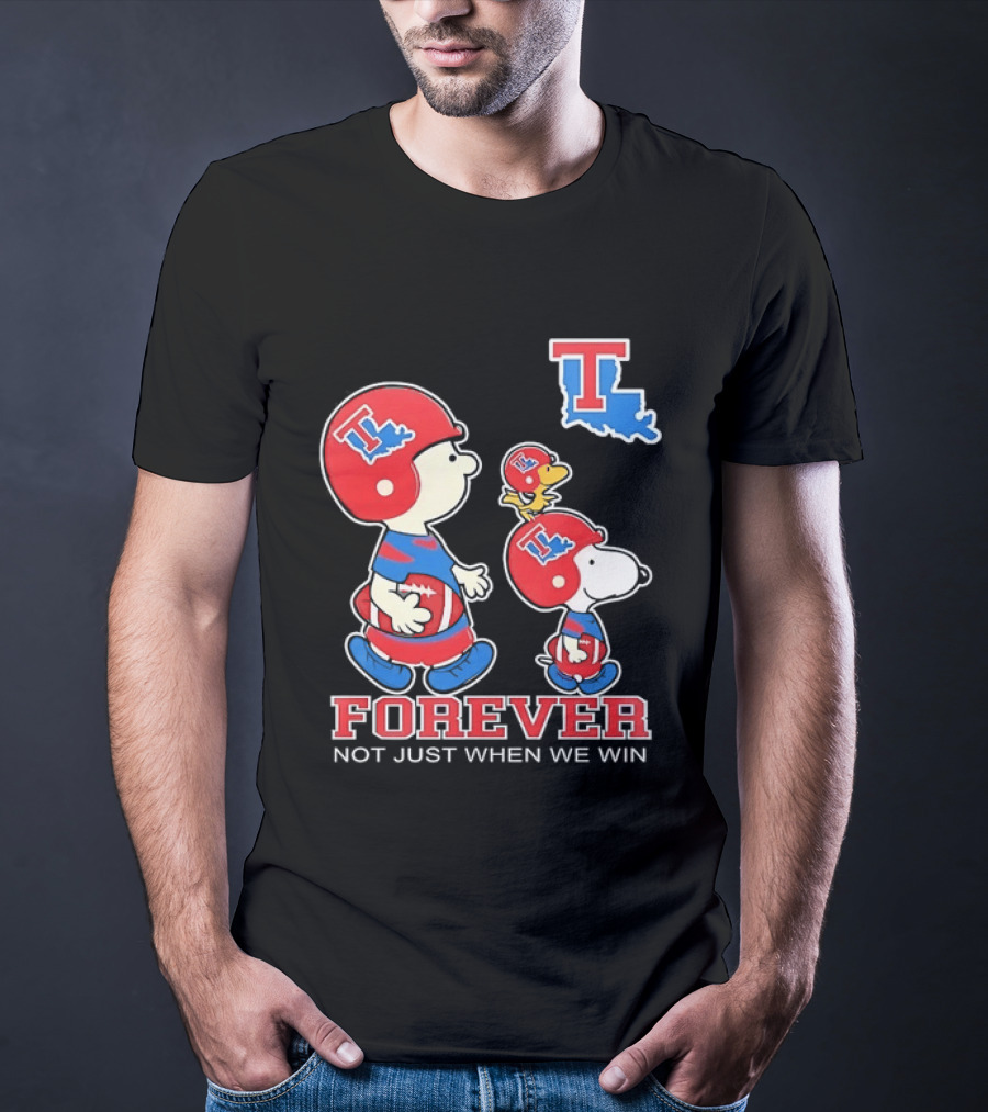 Charlie Brown Snoopy Woodstock Louisiana Tech Bulldogs Forever Not Just When We Win T-Shirt