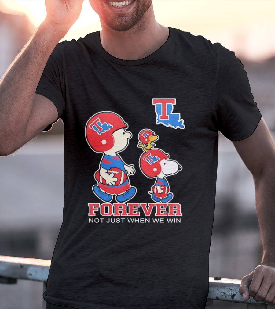Charlie Brown Snoopy Woodstock Louisiana Tech Bulldogs Forever Not Just When We Win T-Shirt