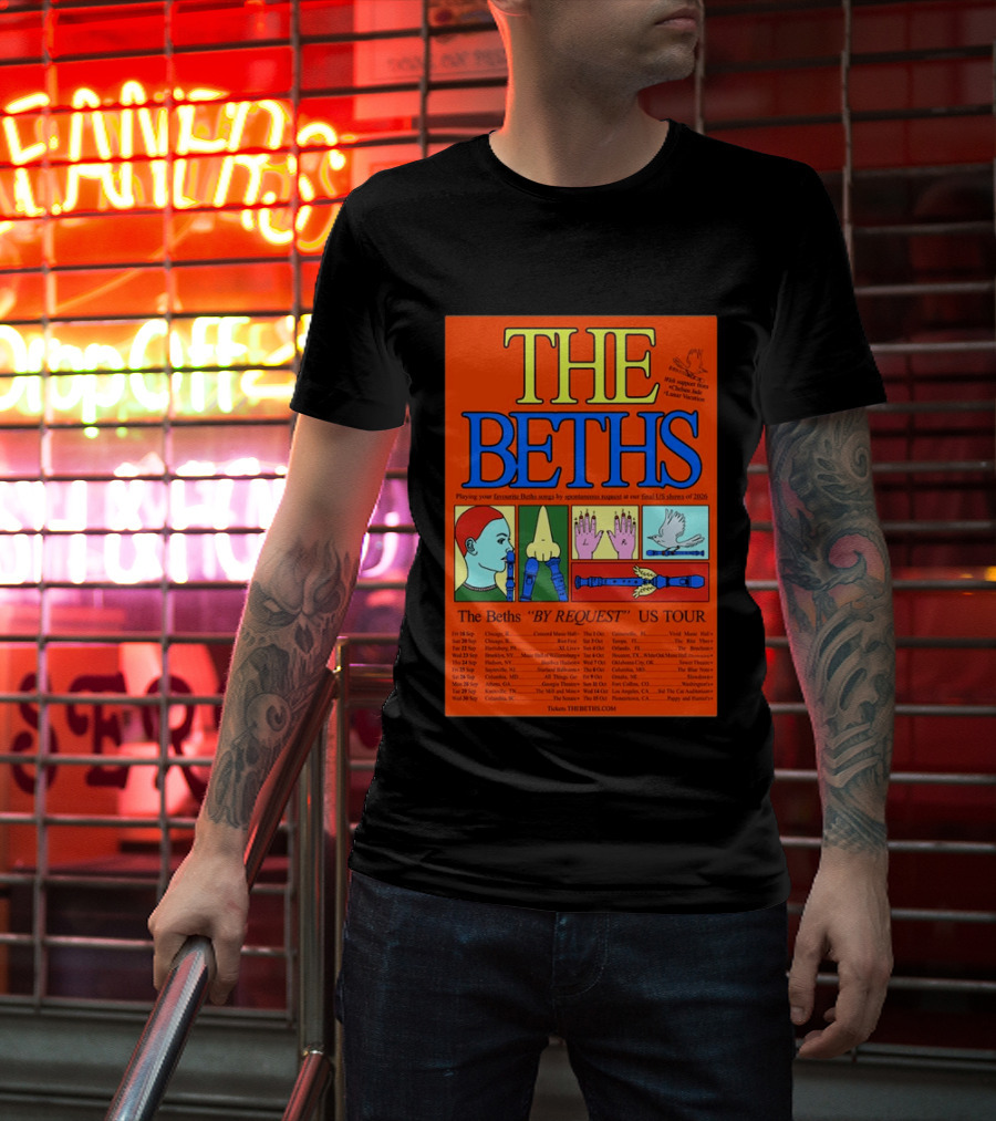 The Beths By Request US Tour 2026 Final Shows With Hands And Musical Notes T-Shirt