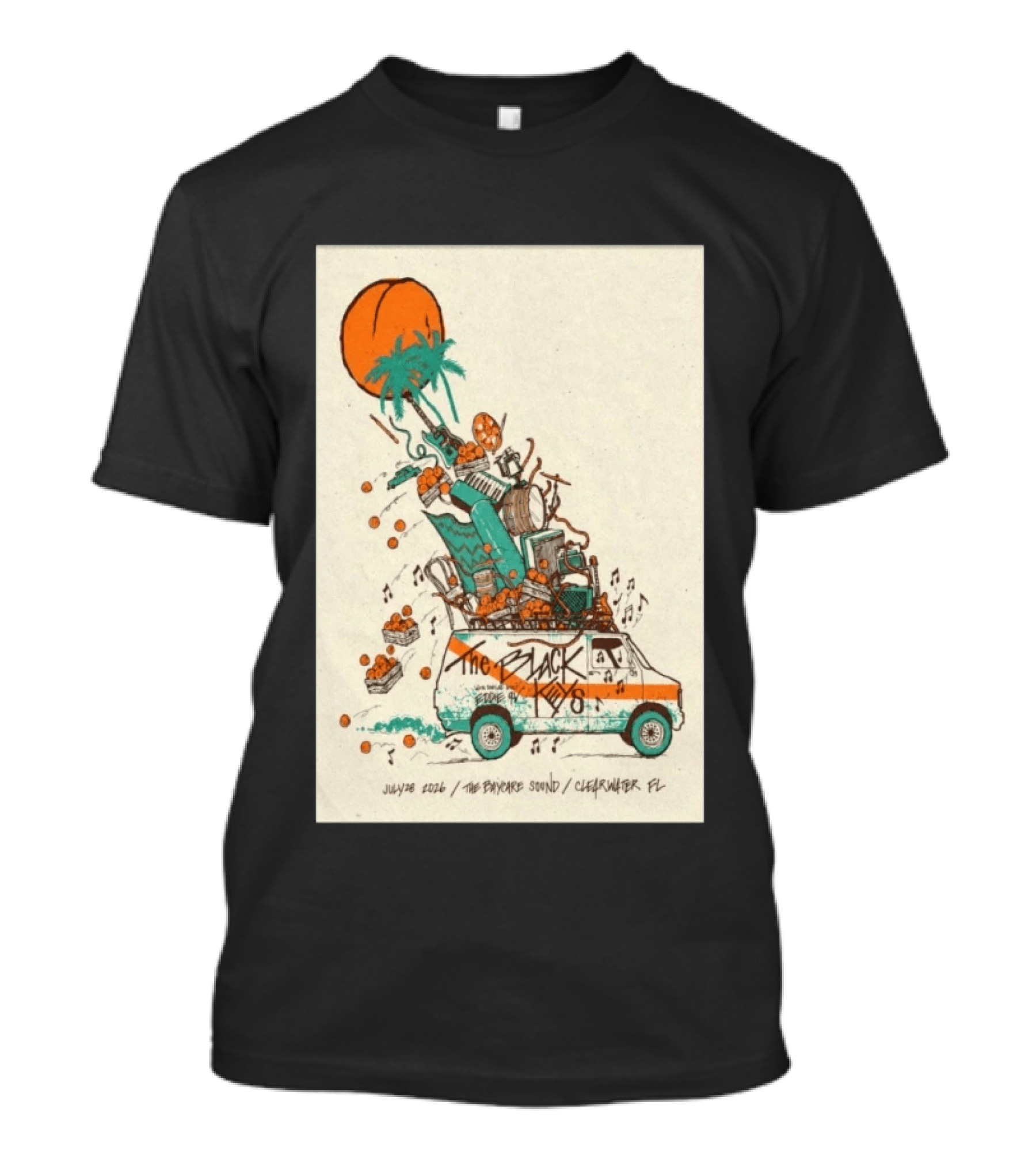 The Black Keys July 28 2026 The Daycare Sound Clearwater FL Van And Music Instruments T-Shirt