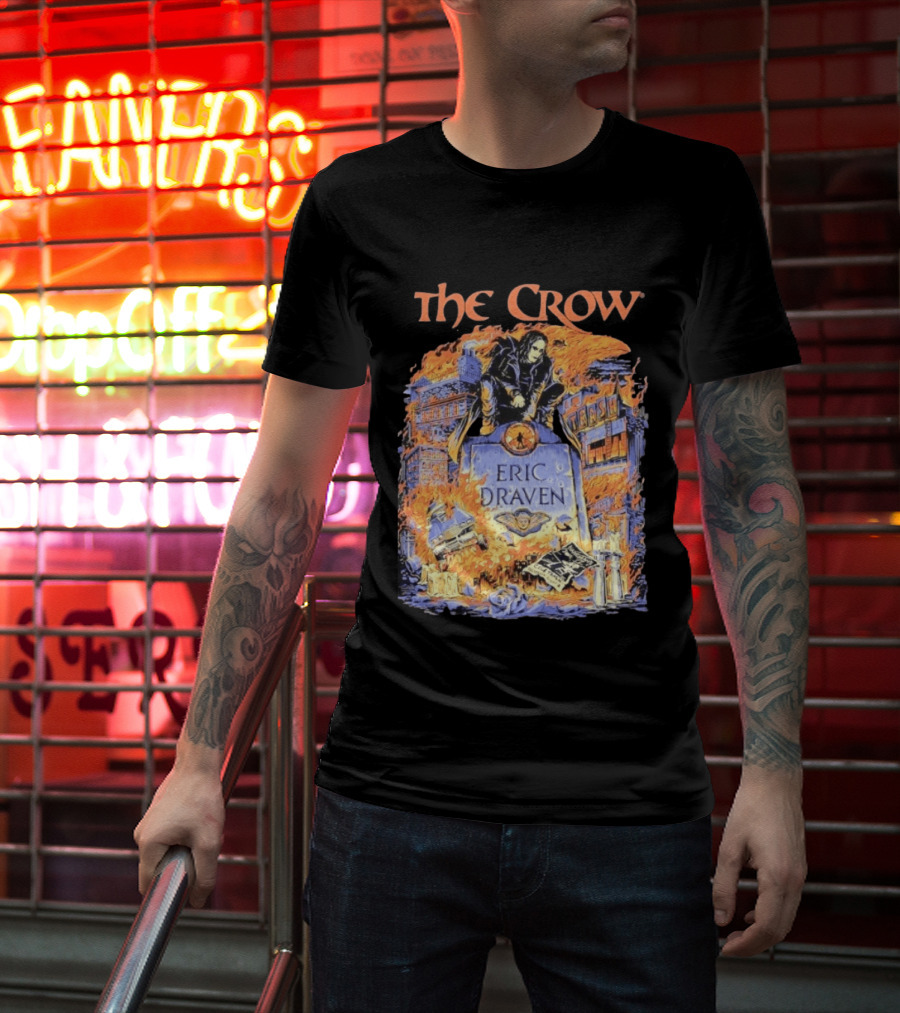 The Crow Eric Draven Devil's Night Trash City Buildings Flames T-Shirt