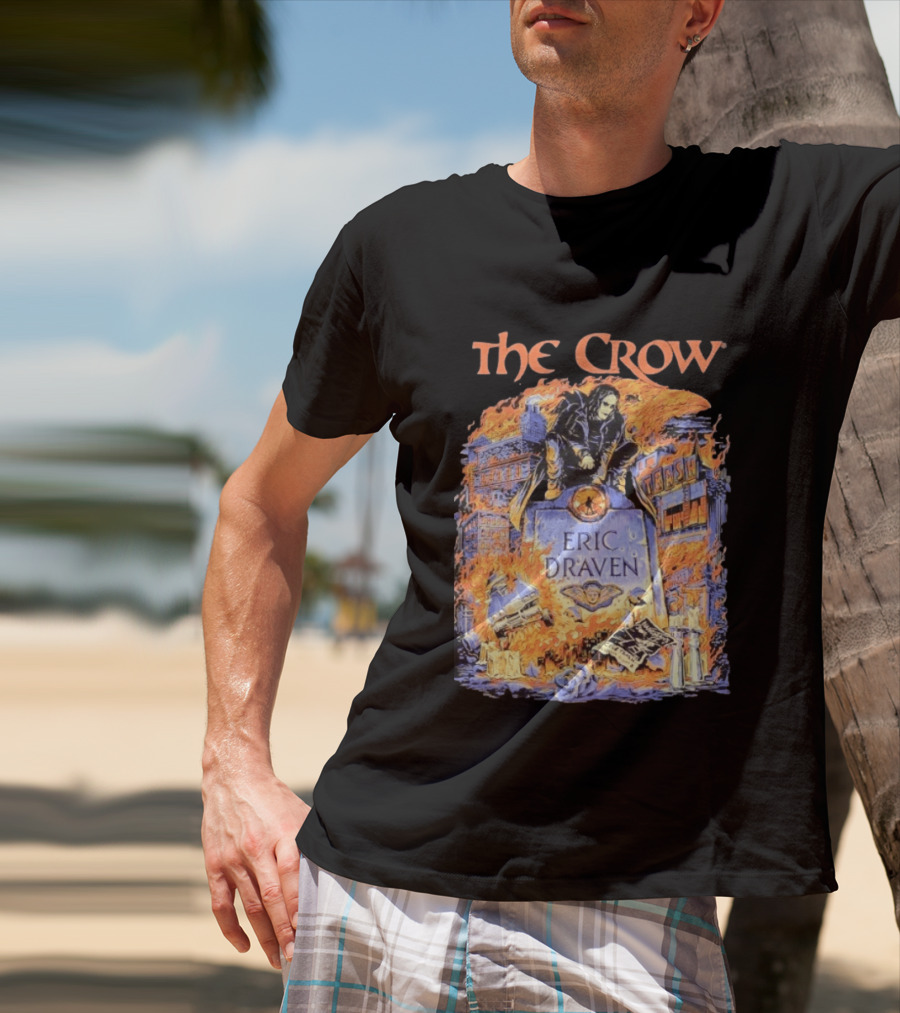 The Crow Eric Draven Devil's Night Trash City Buildings Flames T-Shirt