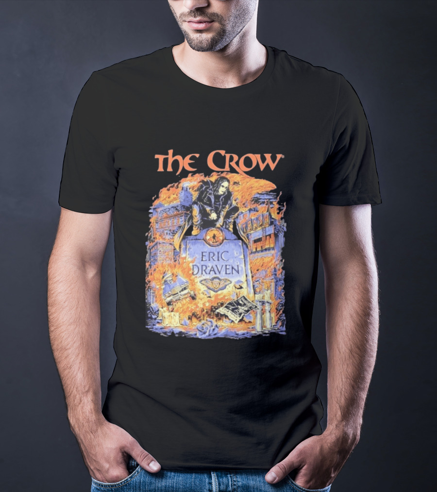 The Crow Eric Draven Devil's Night Trash City Buildings Flames T-Shirt