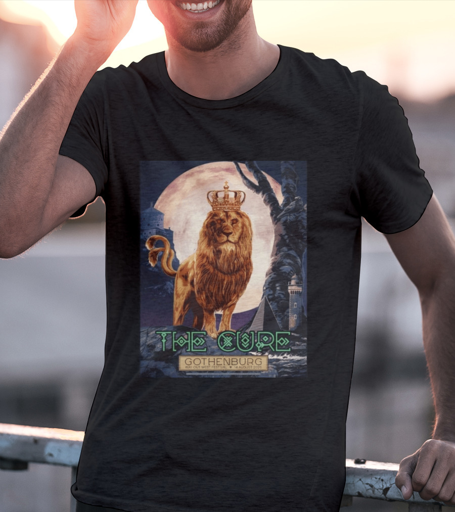 The Cure Gothenburg Way Out West Festival August 14 2026 Limited Edition Lion Crown Full Moon T-Shirt