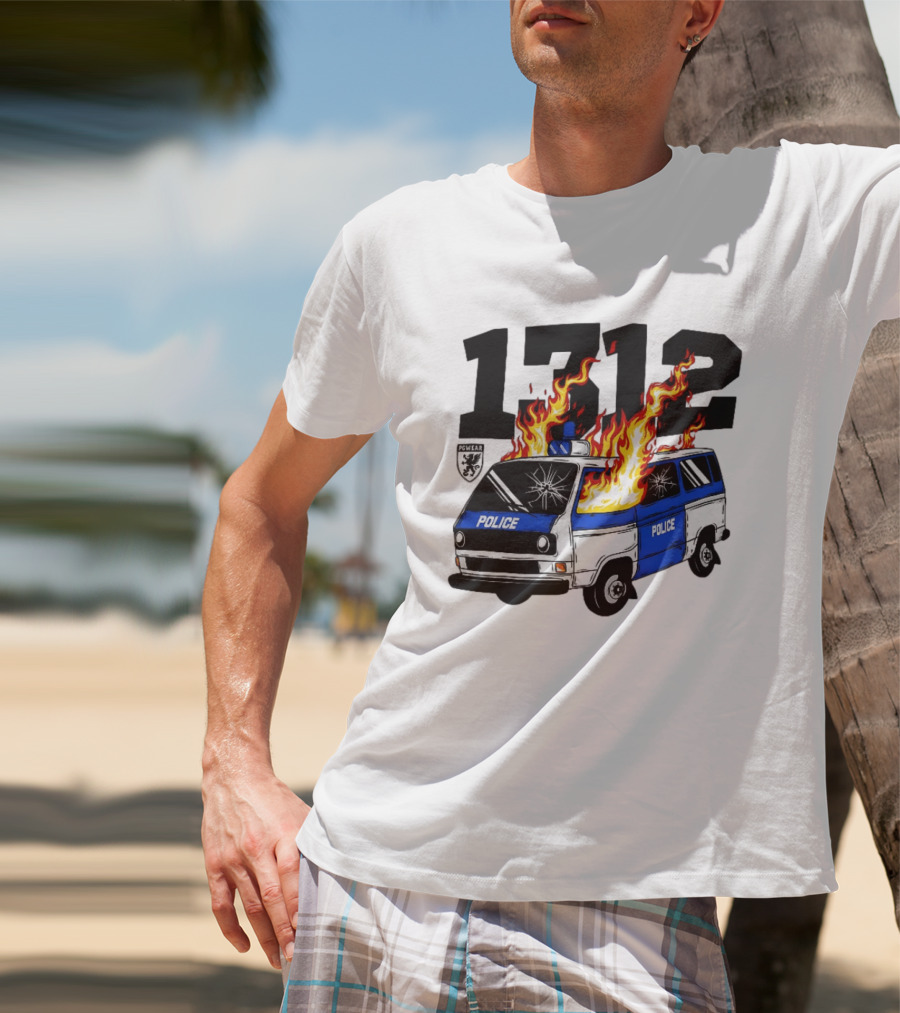1312 Burning Police Van PGwear Anti Police T-Shirt