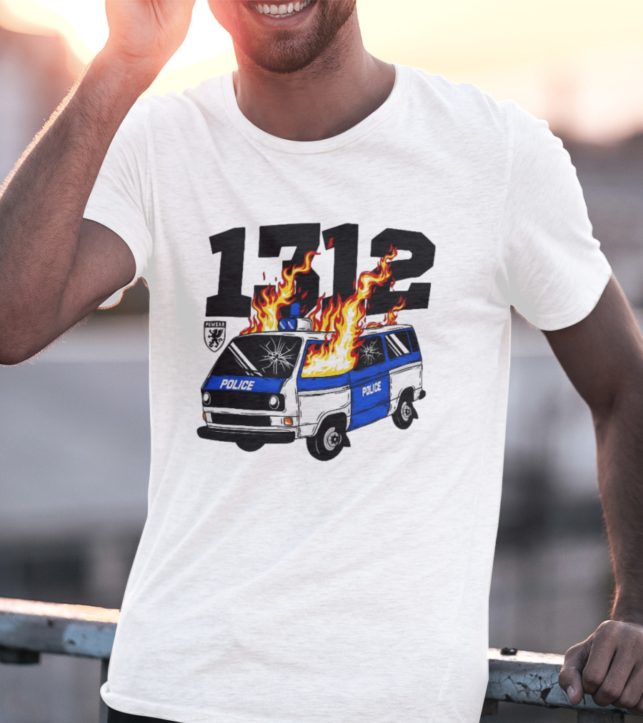 1312 Burning Police Van PGwear Anti Police T-Shirt