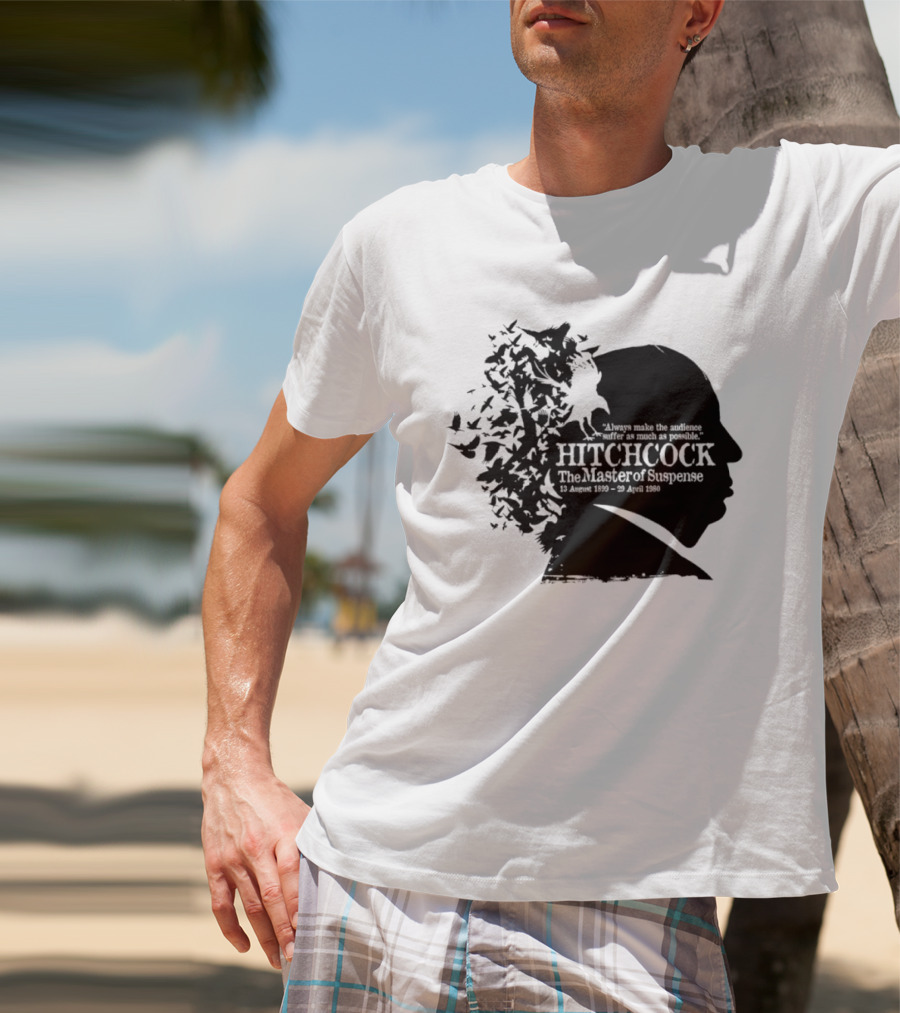 Alfred Hitchcock The Master Of Suspense Silhouette Birds 1899 1980 T-Shirt