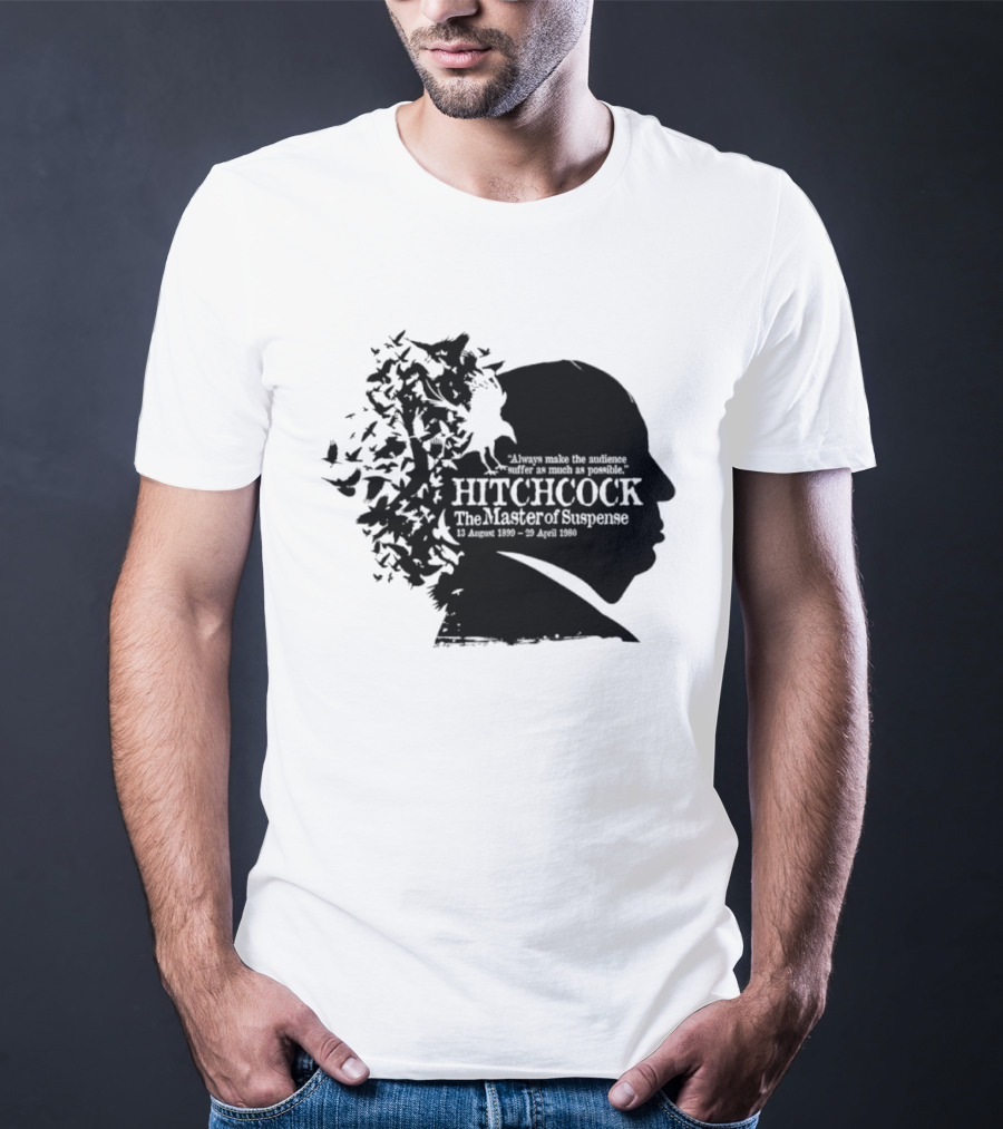 Alfred Hitchcock The Master Of Suspense Silhouette Birds 1899 1980 T-Shirt