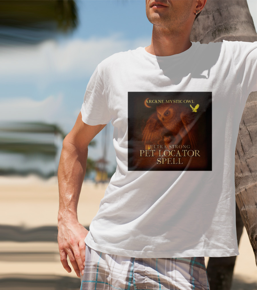 Arcane Mystic Owl Ultra Strong Pet Locator Spell Moonlit Guardian T-Shirt