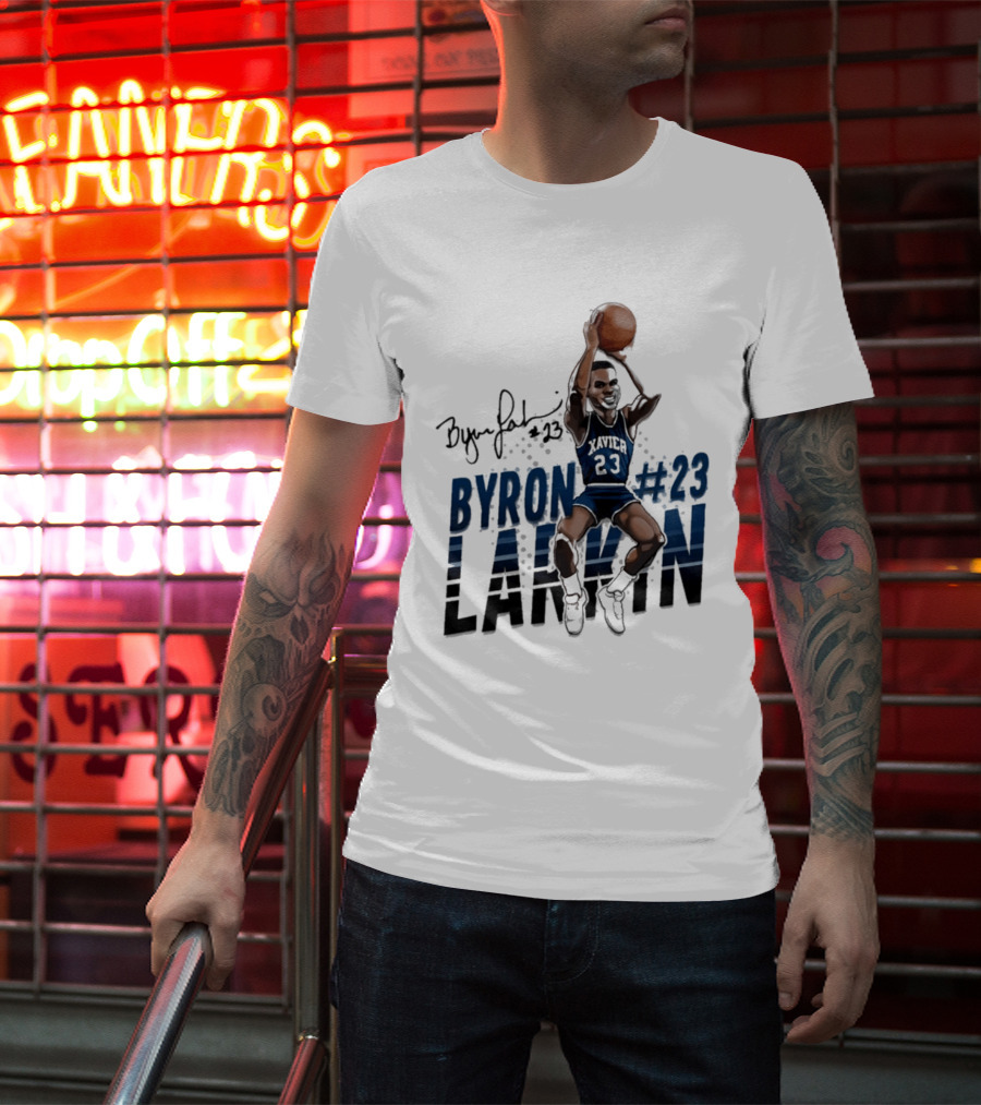 Byron Larkin #23 Xavier Basketball Hall Of Heroes T-Shirt