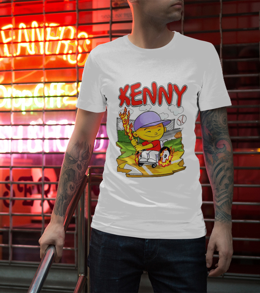 Kenny Kawaguchi Backyard Baseball Character Wheelchair Flames T-Shirt