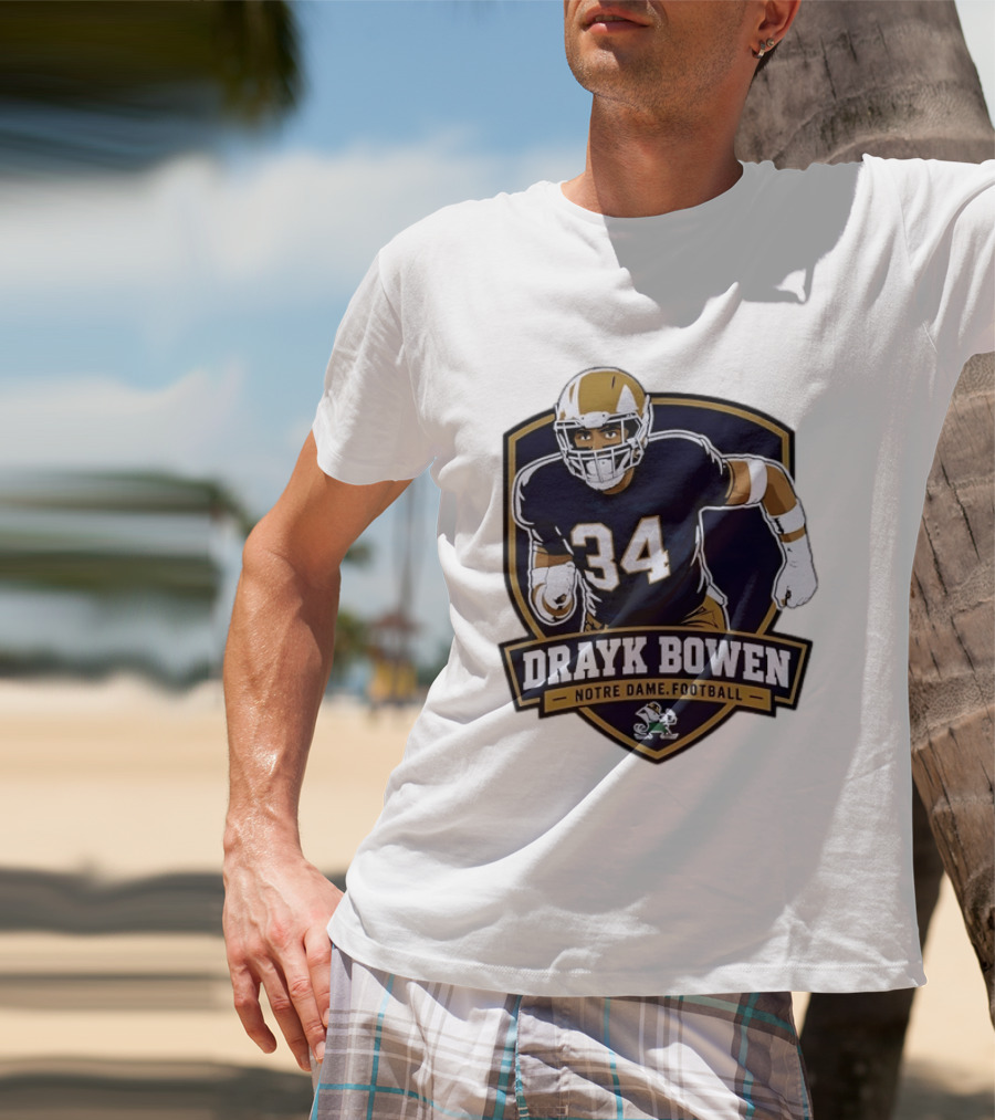 Drayk Bowen Notre Dame Football 34 Fighting Irish NCAA T-Shirt