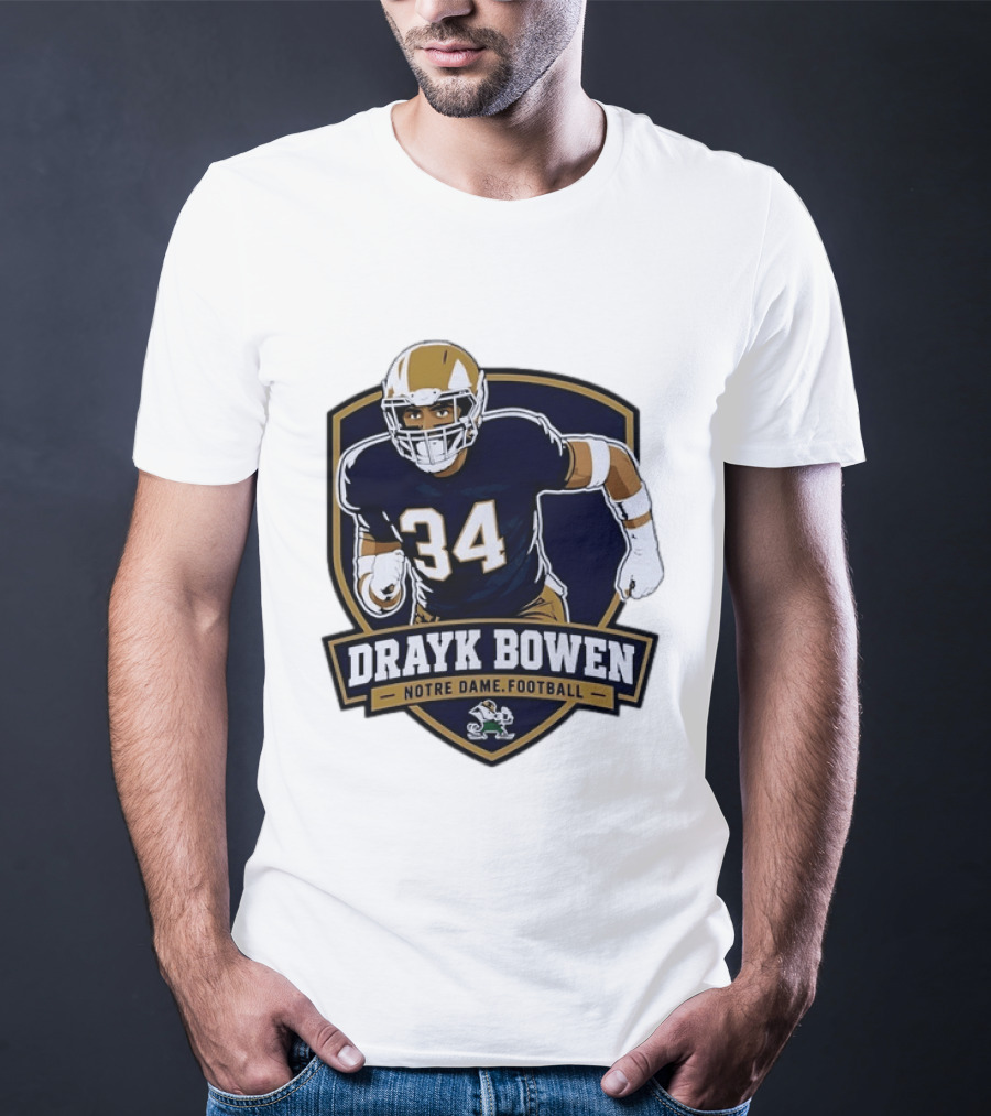 Drayk Bowen Notre Dame Football 34 Fighting Irish NCAA T-Shirt