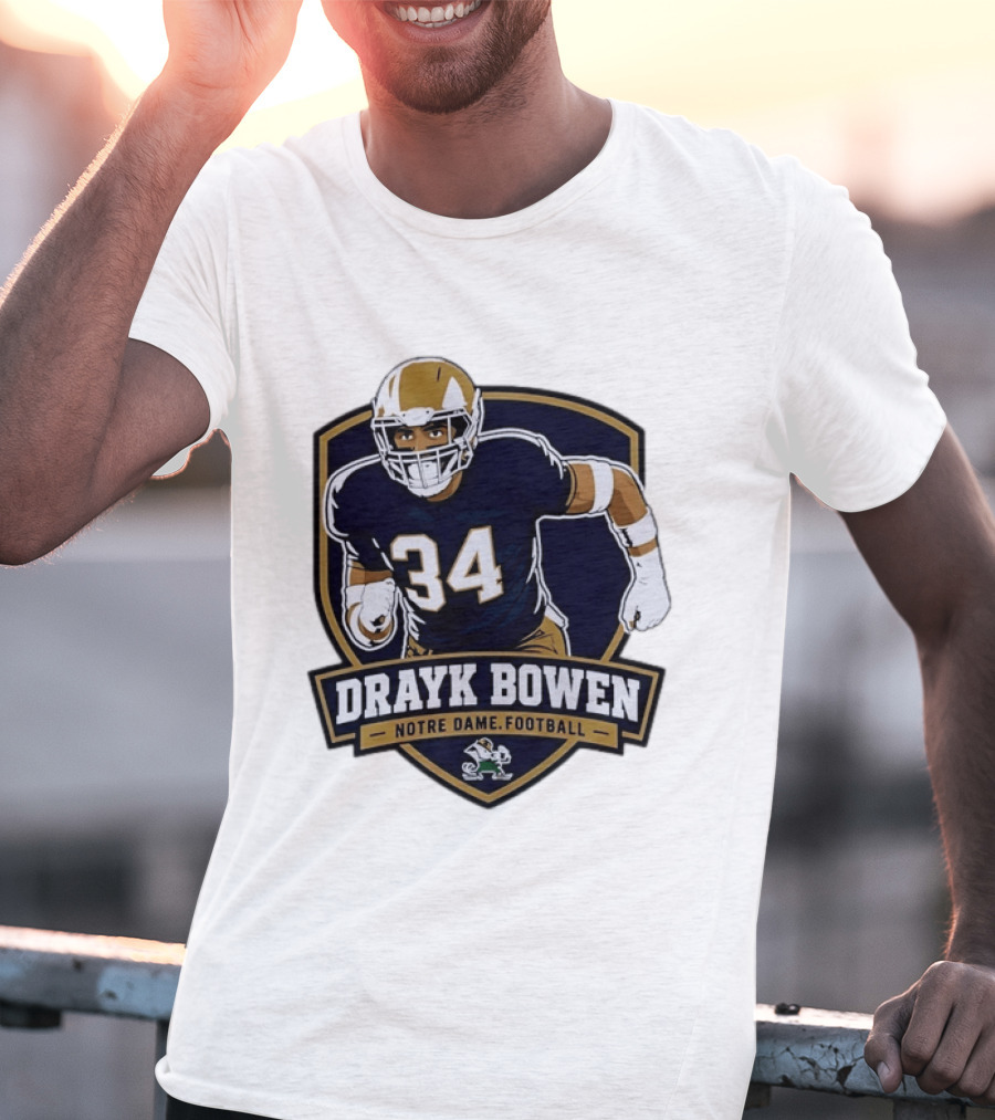 Drayk Bowen Notre Dame Football 34 Fighting Irish NCAA T-Shirt