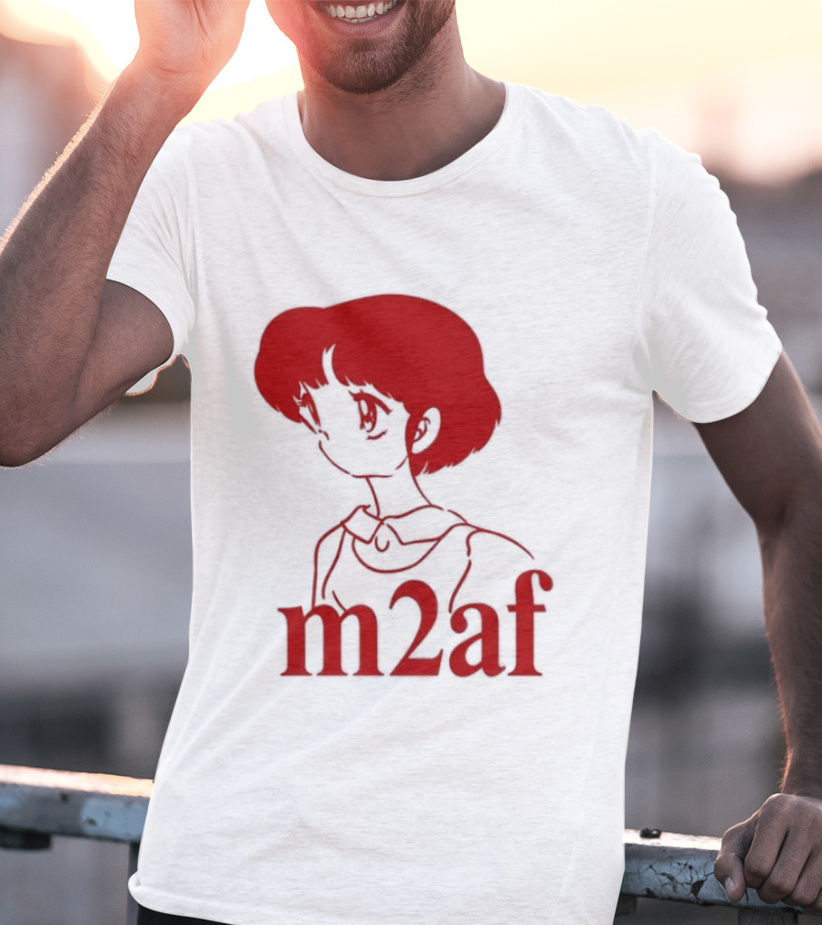 Nick M2af Ranma Anime Profile Red Sketch T-Shirt
