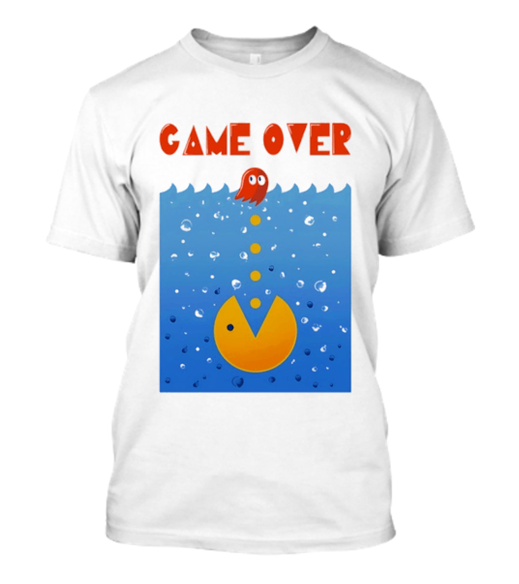 Pac Man Game Over Underwater Ghost Retro Gaming T-Shirt