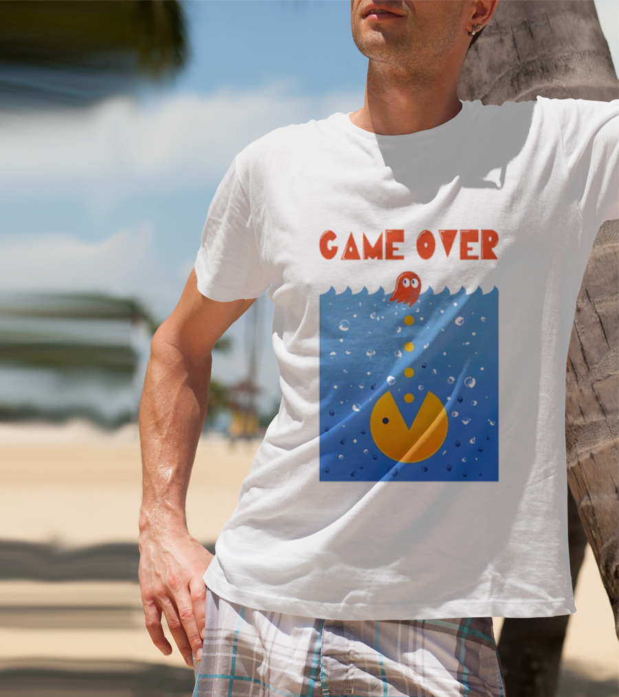Pac Man Game Over Underwater Ghost Retro Gaming T-Shirt