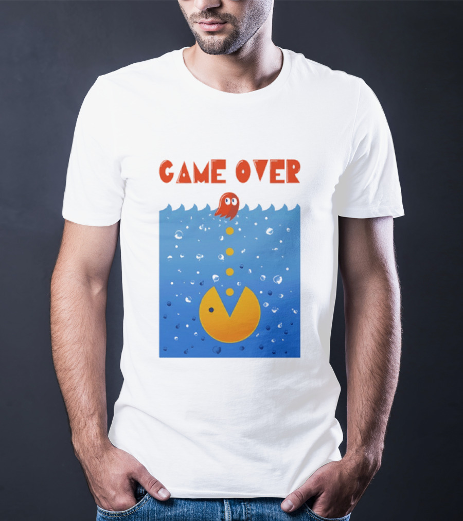 Pac Man Game Over Underwater Ghost Retro Gaming T-Shirt