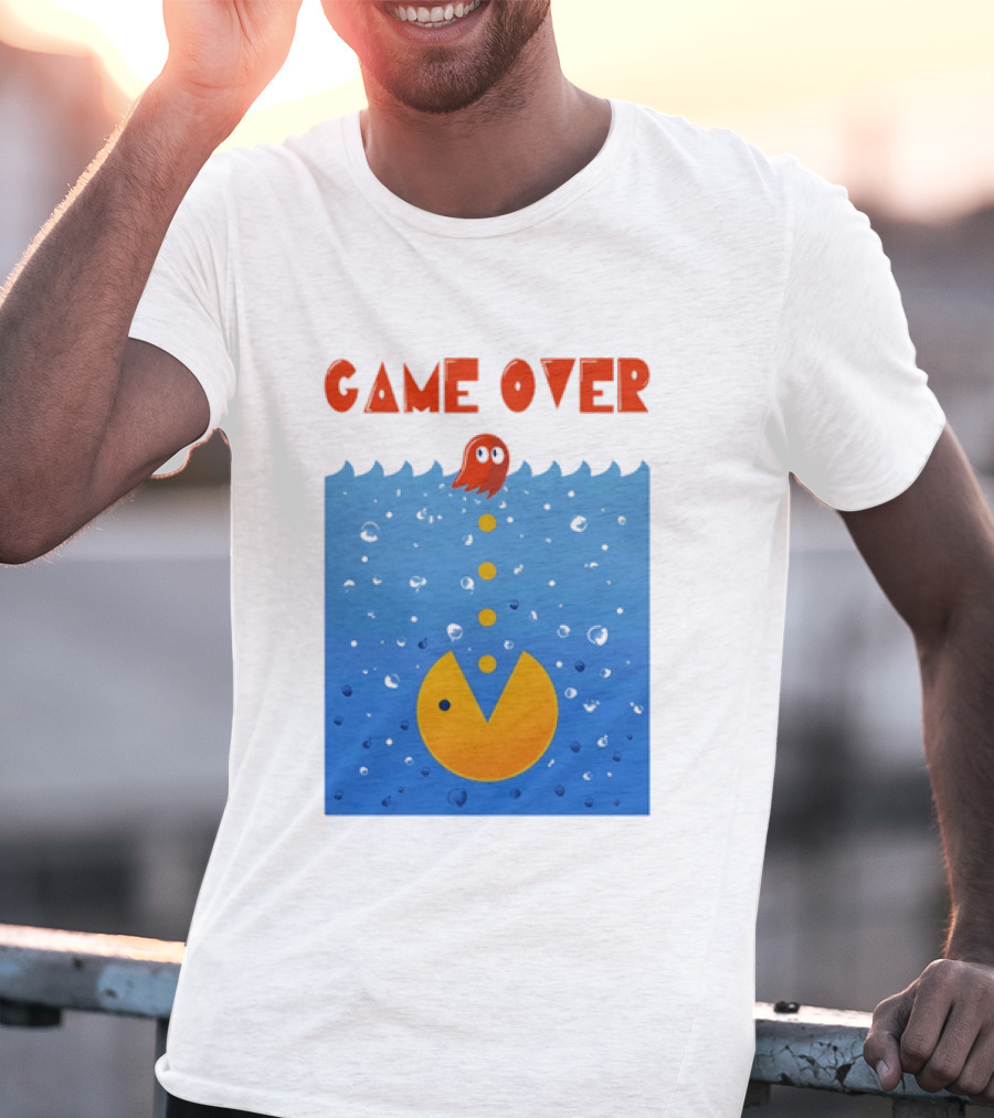 Pac Man Game Over Underwater Ghost Retro Gaming T-Shirt