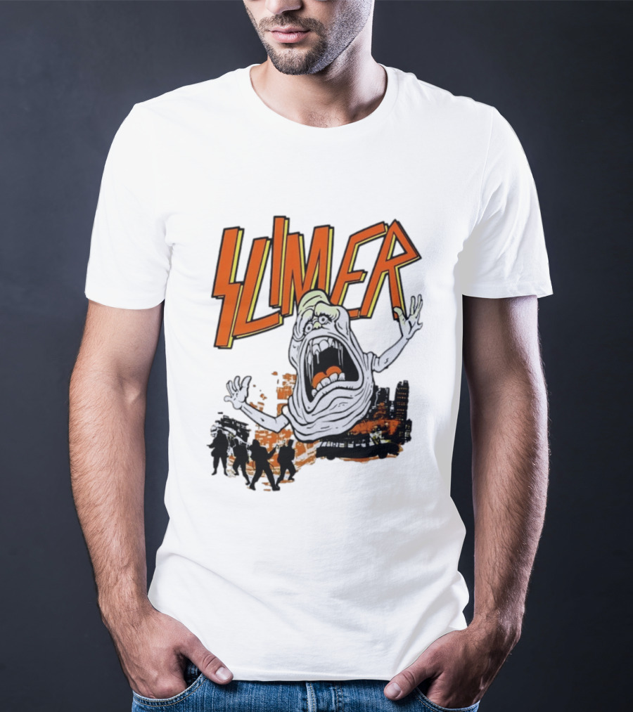 Slimer Ghostbusters 80s Movie Iconic Character Silhouette Scene T-Shirt