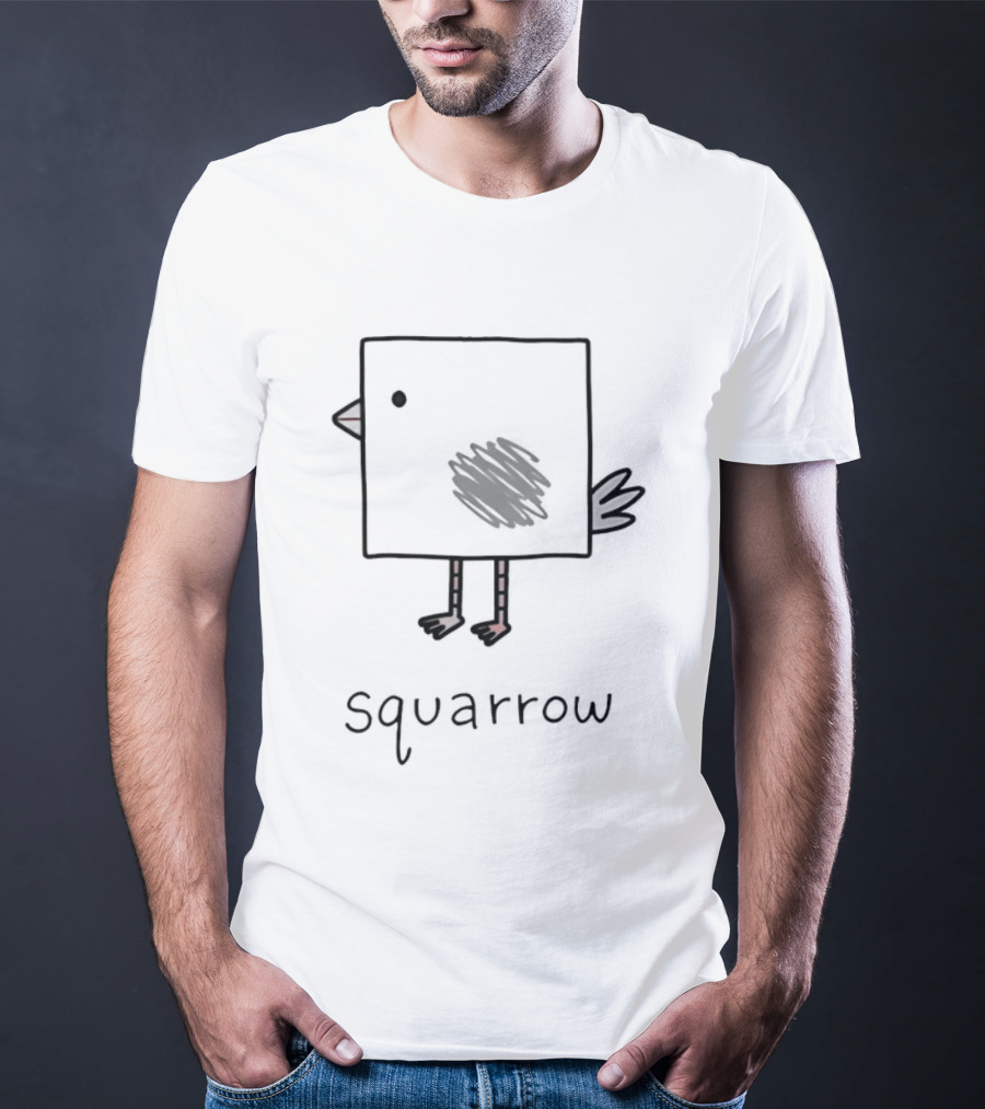 Squarrow Square Bird Doodle Animal Sketch T-Shirt