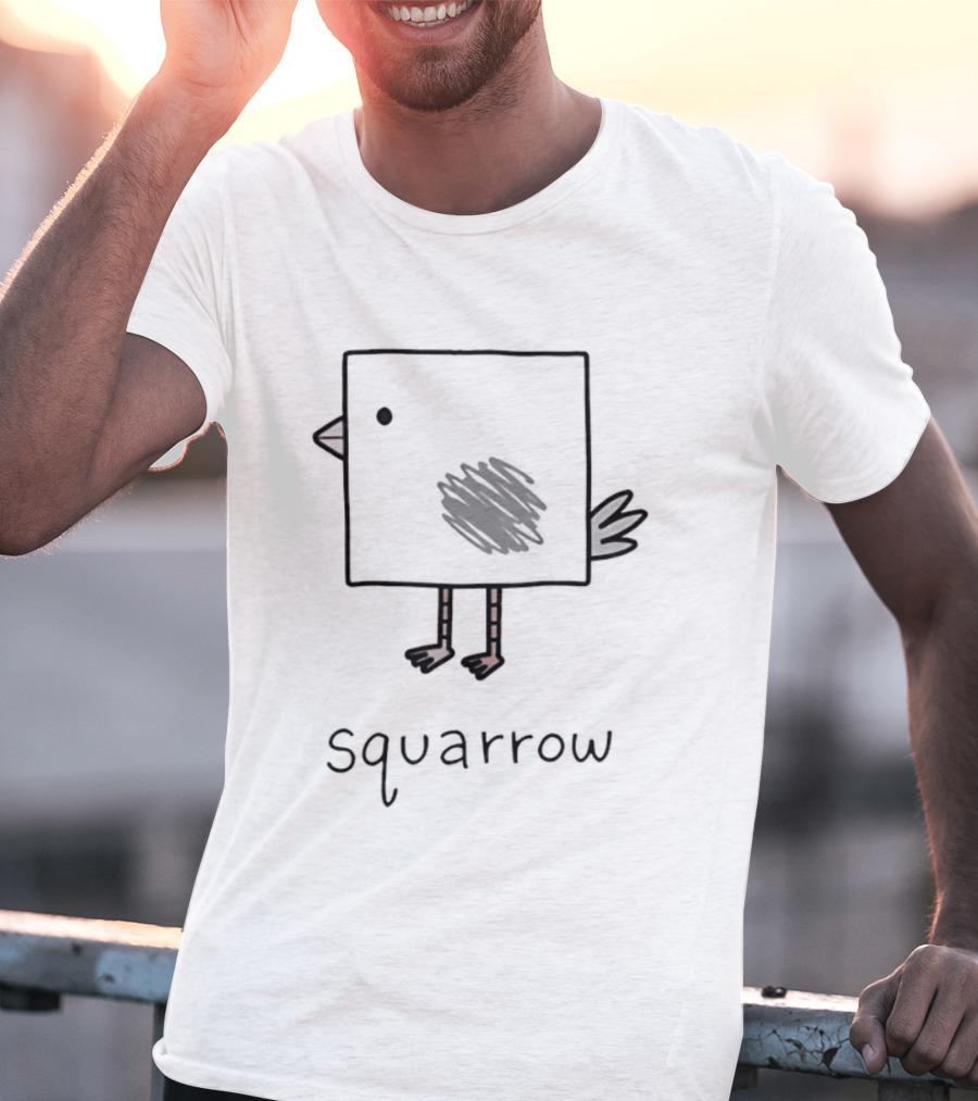 Squarrow Square Bird Doodle Animal Sketch T-Shirt