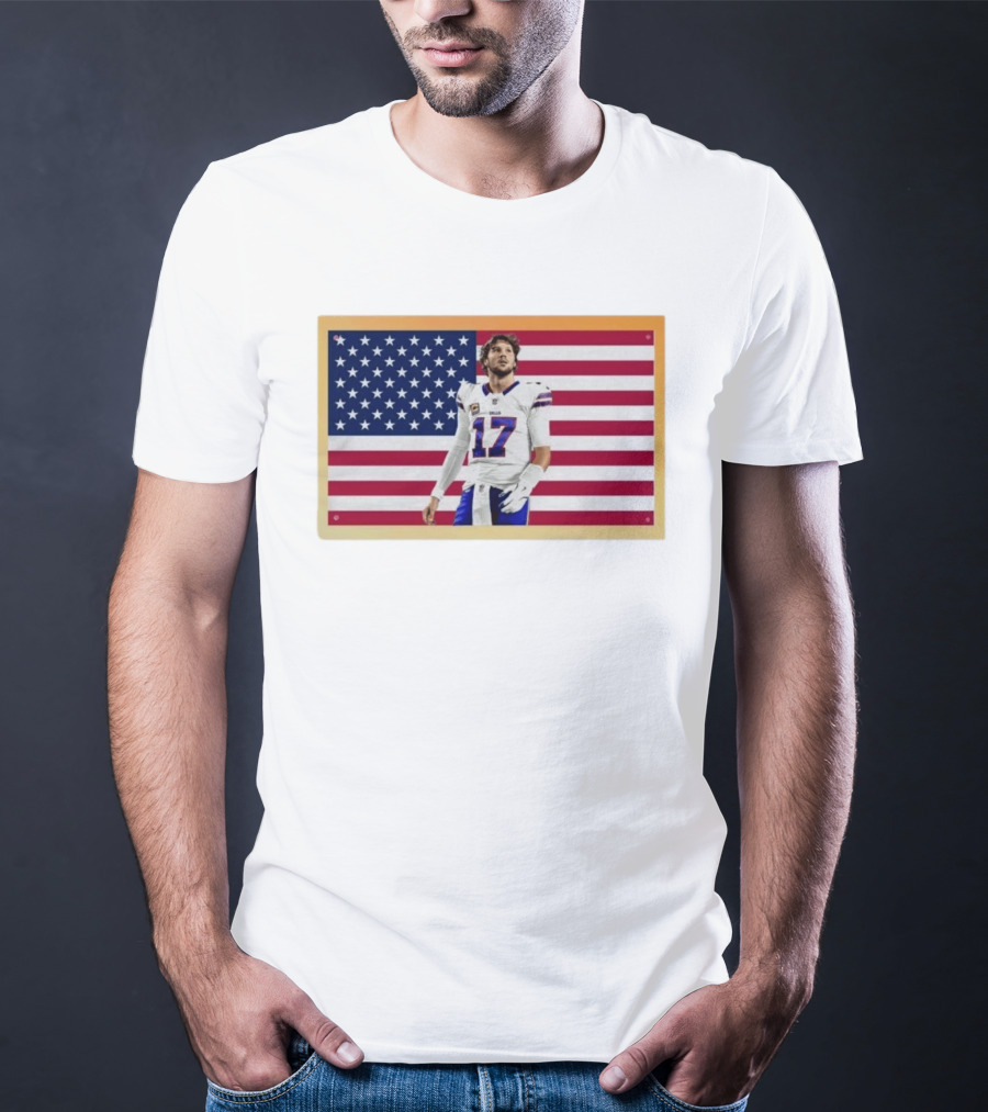 Josh Allen Buffalo Bills American Flag Football Star 17 T-Shirt