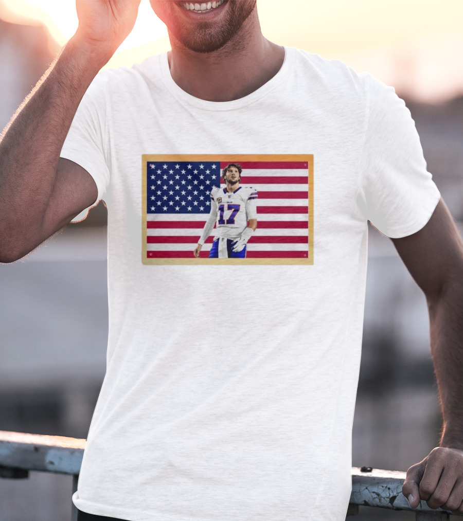 Josh Allen Buffalo Bills American Flag Football Star 17 T-Shirt