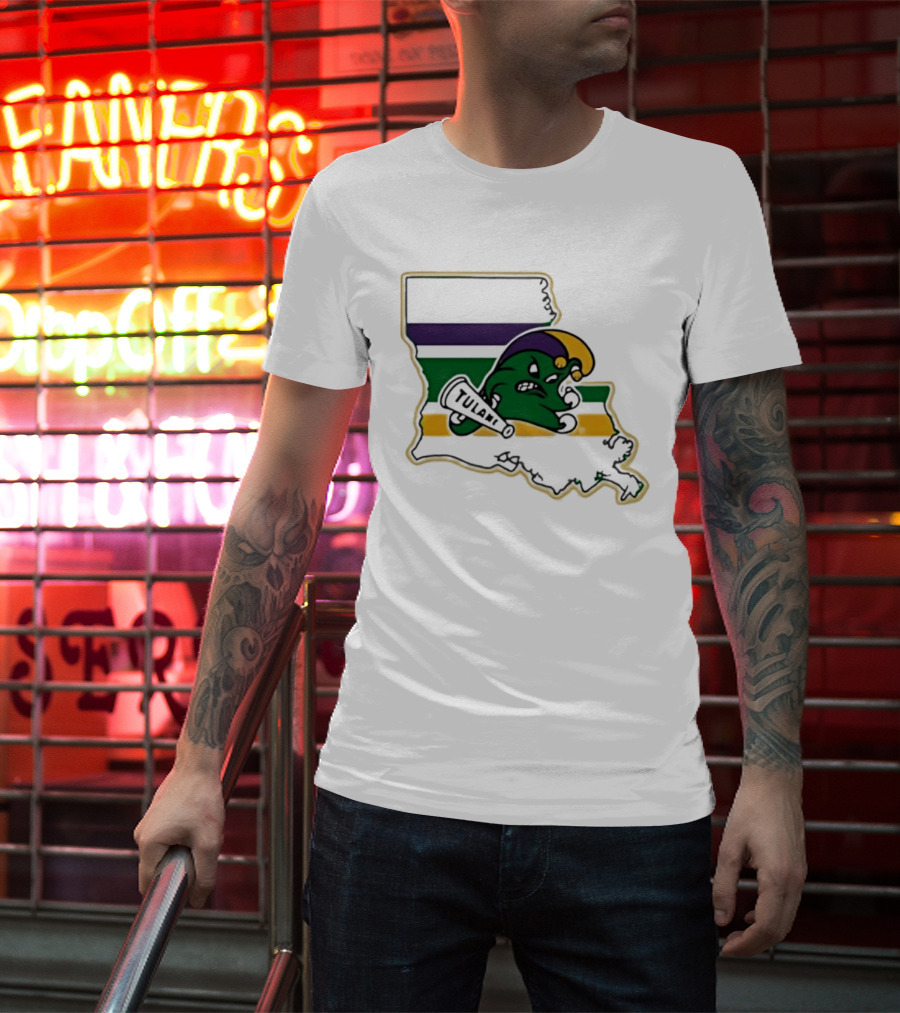 Tulane Green Wave Louisiana Mardi Gras Map T-Shirt