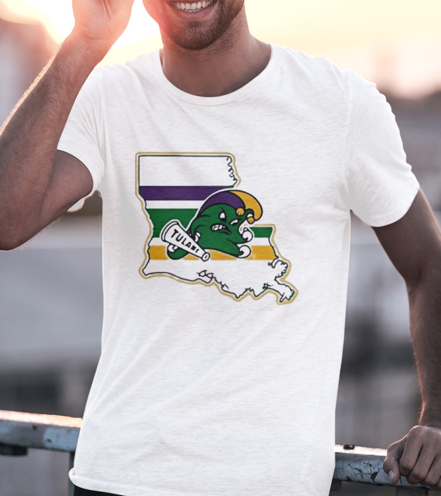 Tulane Green Wave Louisiana Mardi Gras Map T-Shirt
