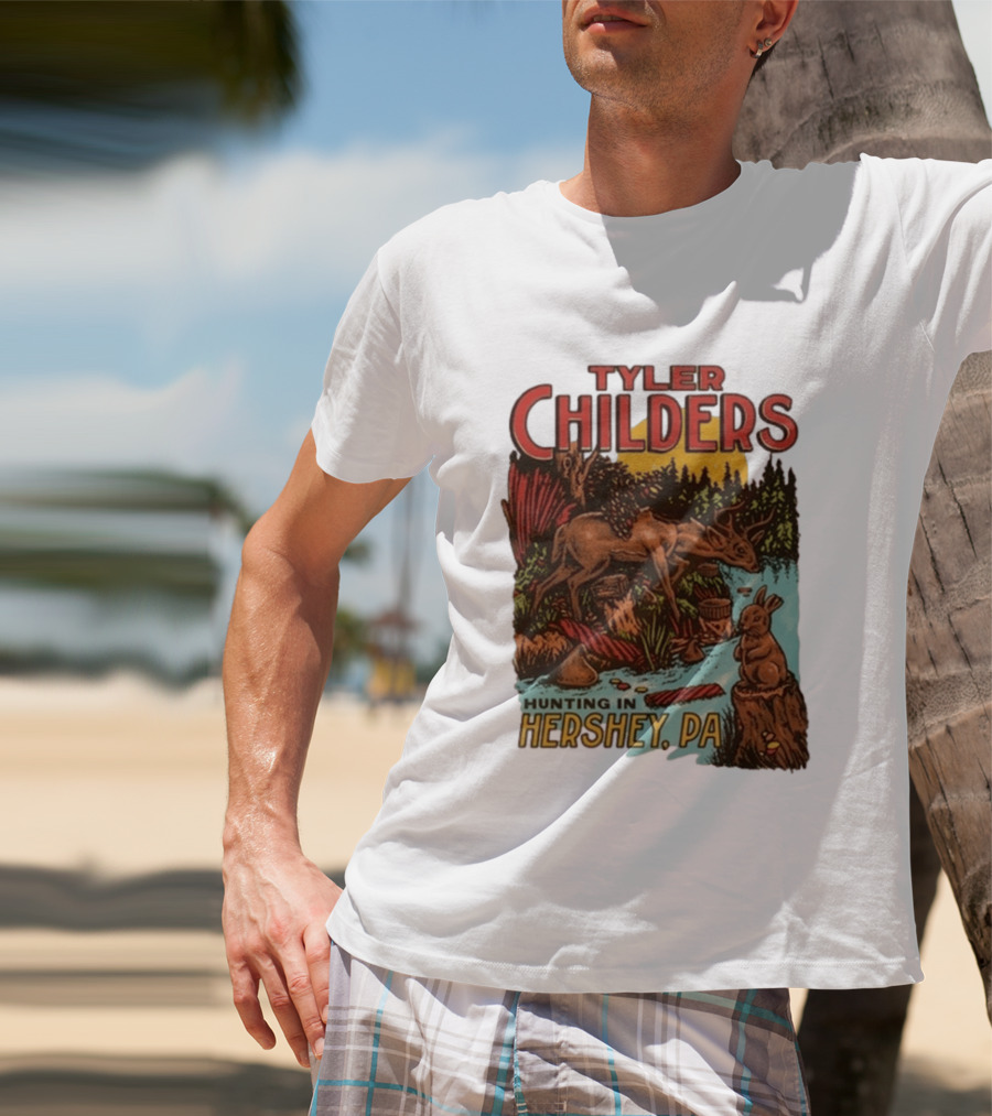 Tyler Childers Hunting In Hershey PA Deer And Rabbit Scene T-Shirt
