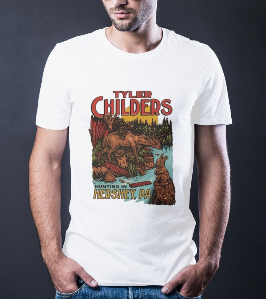 Tyler Childers Hunting In Hershey PA Deer And Rabbit Scene T-Shirt