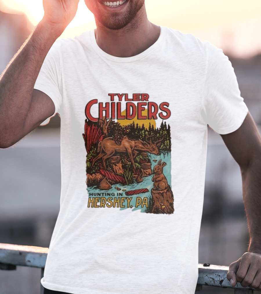 Tyler Childers Hunting In Hershey PA Deer And Rabbit Scene T-Shirt