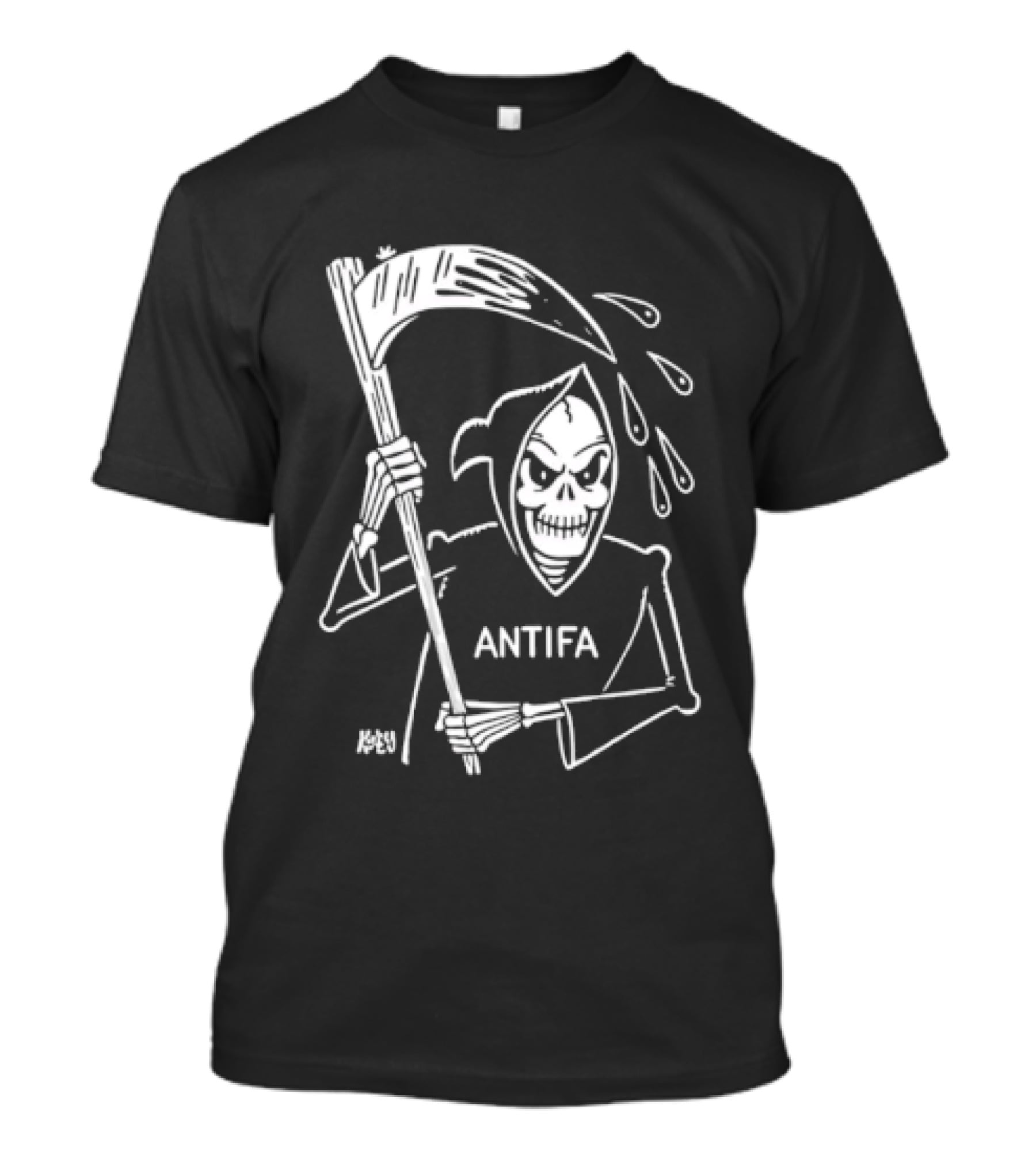 Grim Reaper Scythe Antifa Skeleton Political Skeleton T-Shirt