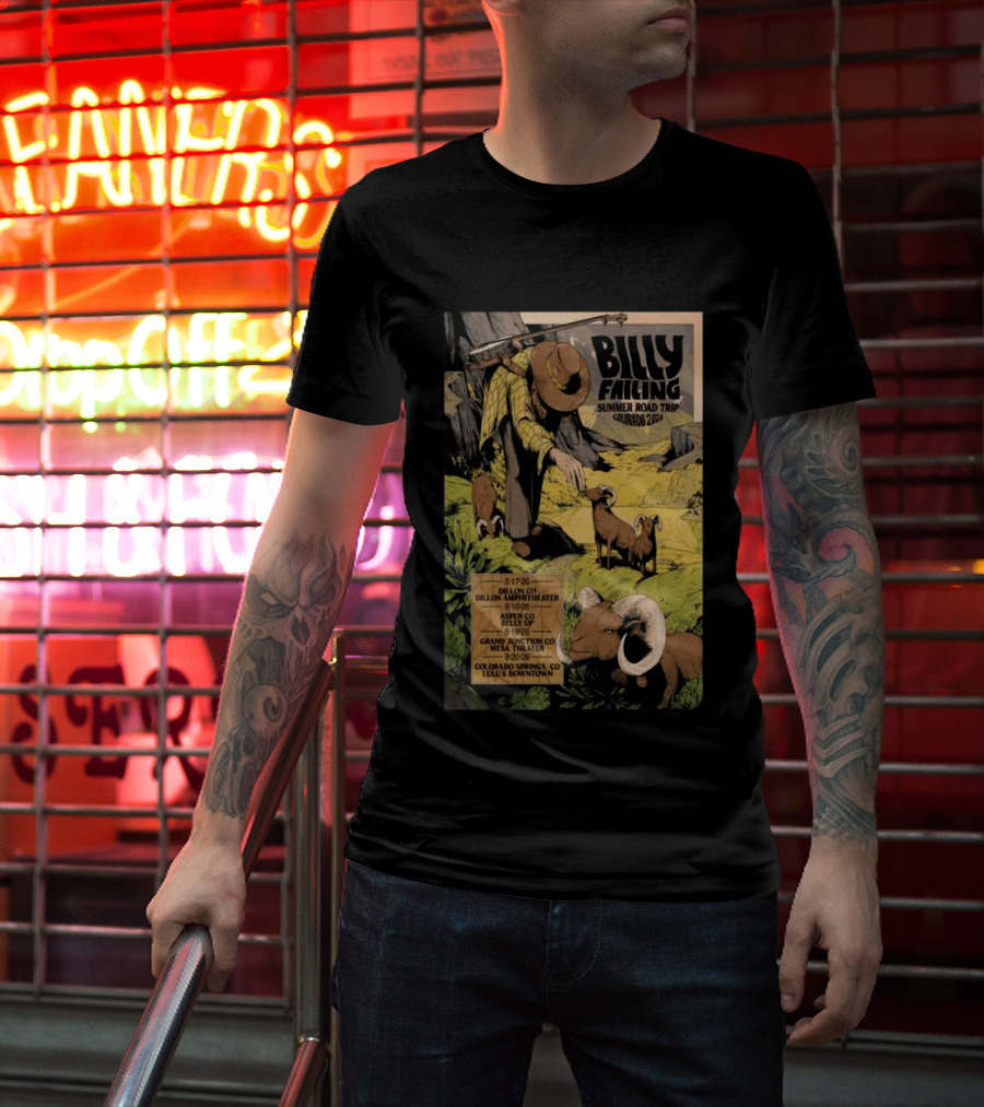 Billy Failing Summer Road Trip Colorado 2026 Grand Junction Lulu's Downtown Meadow Park Theater Dillon Amphitheater T-Shirt