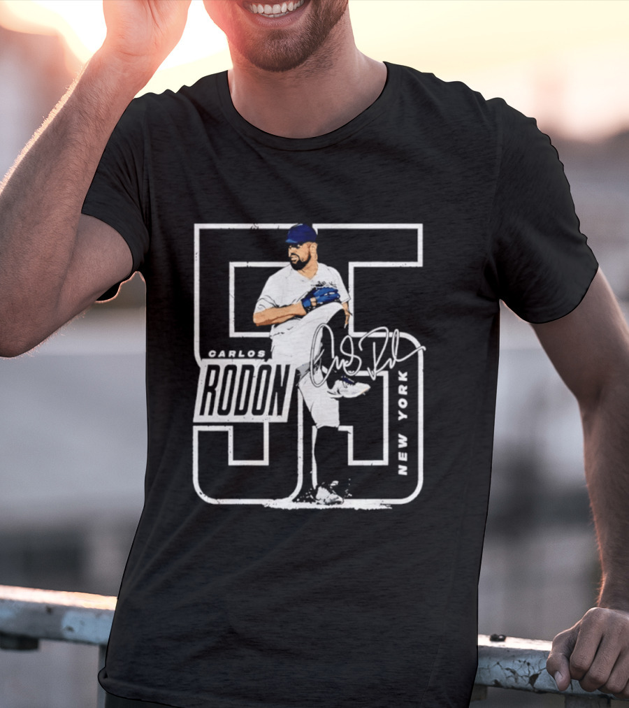 Carlos Rodon 55 New York Yankees Pitcher Signature Distressed T-Shirt