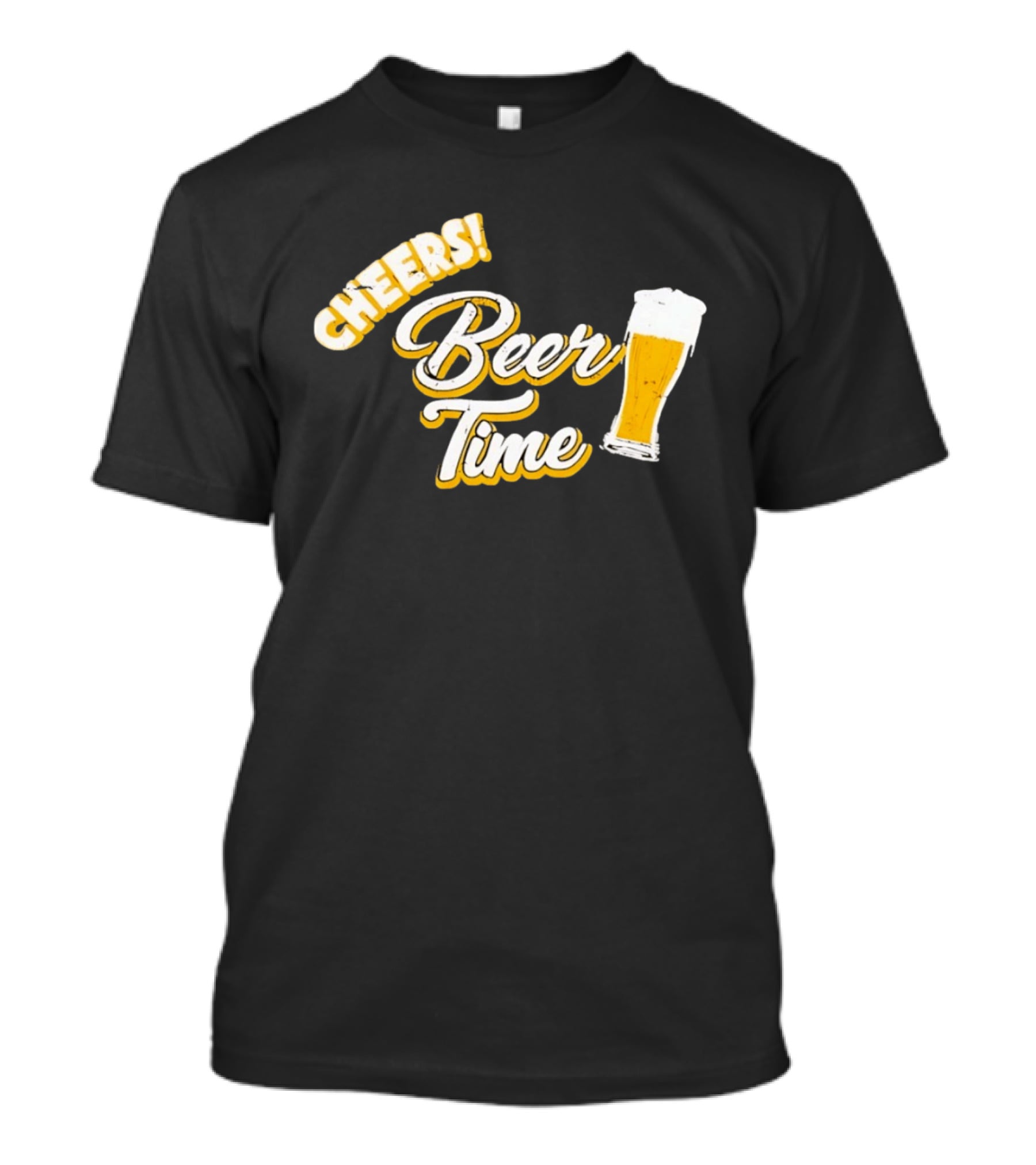 Cheers Beer Time Distressed Alcohol Drinking T-Shirt