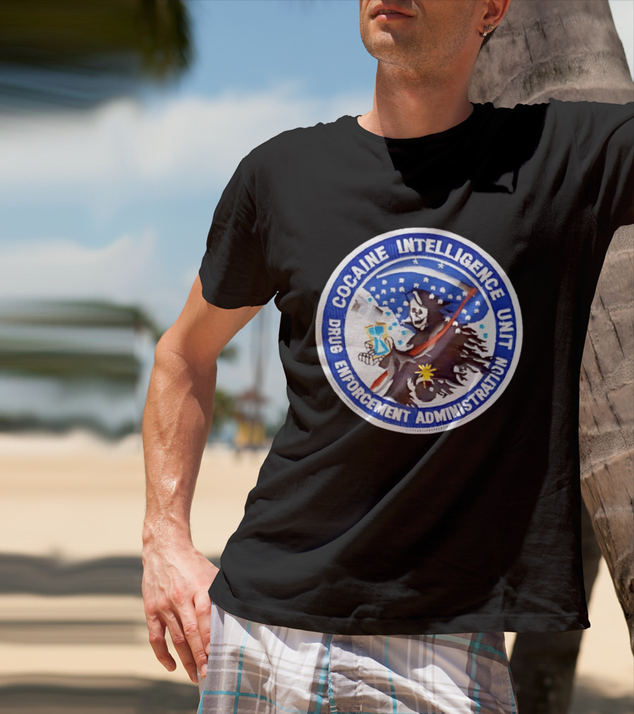 Cocaine Intelligence Unit Drug Enforcement Administration Grim Reaper Holding Hourglass Patch T-Shirt