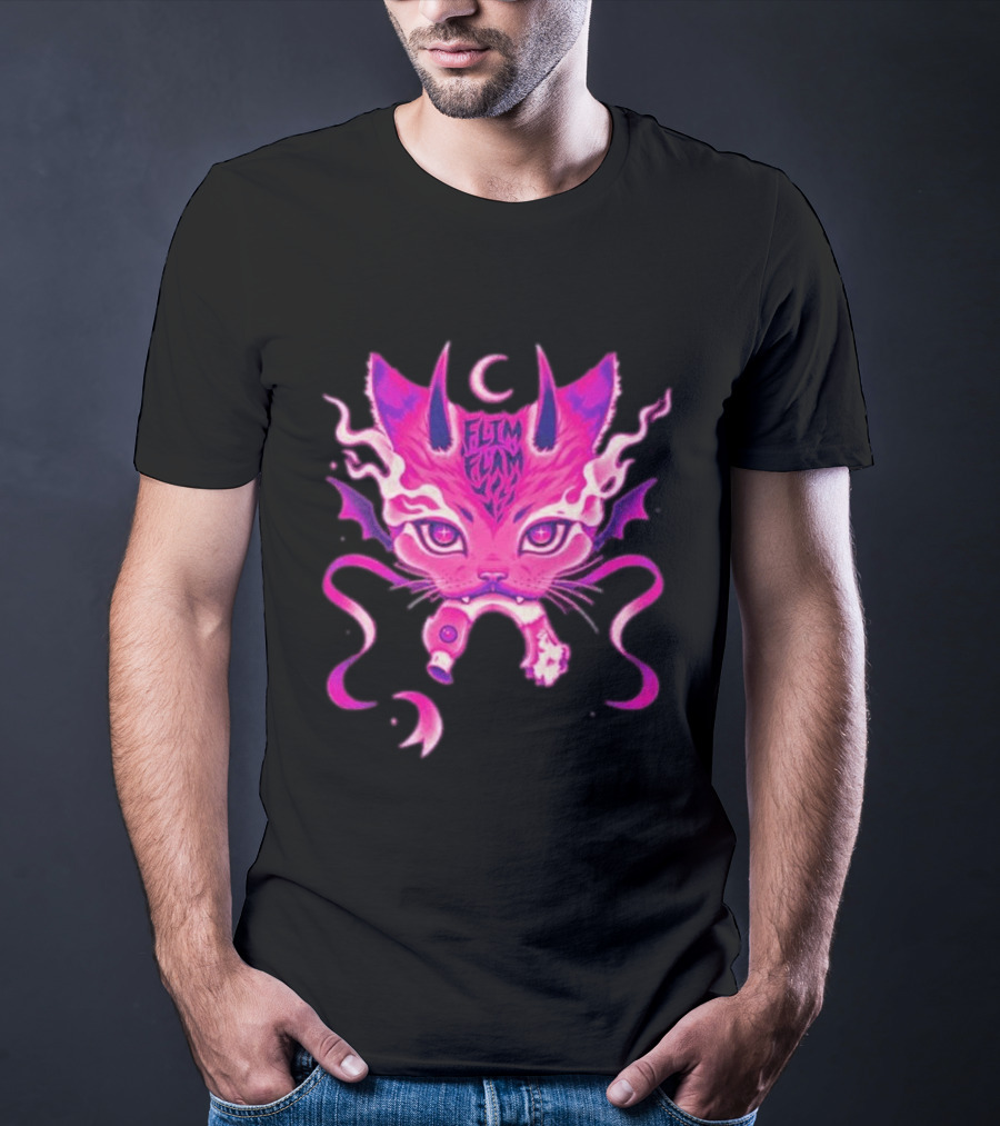 Flim Flam Flamingo DevilCat Fantasy T-Shirt