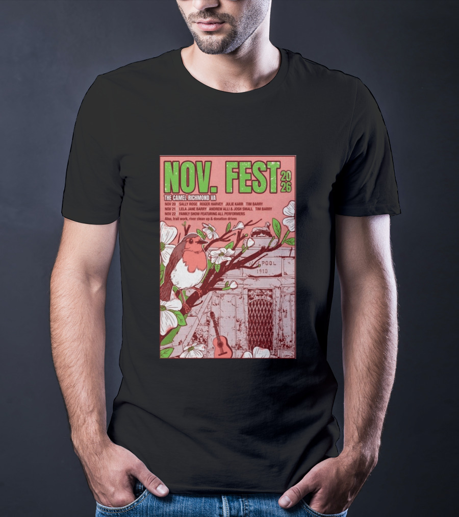 Nov. Fest 2026 The Camel Richmond VA Sally Rose Roger Harvey Julie Karr Tim Barry Lela Jane Barry Andrew Alli Josh Small Family Show T-Shirt