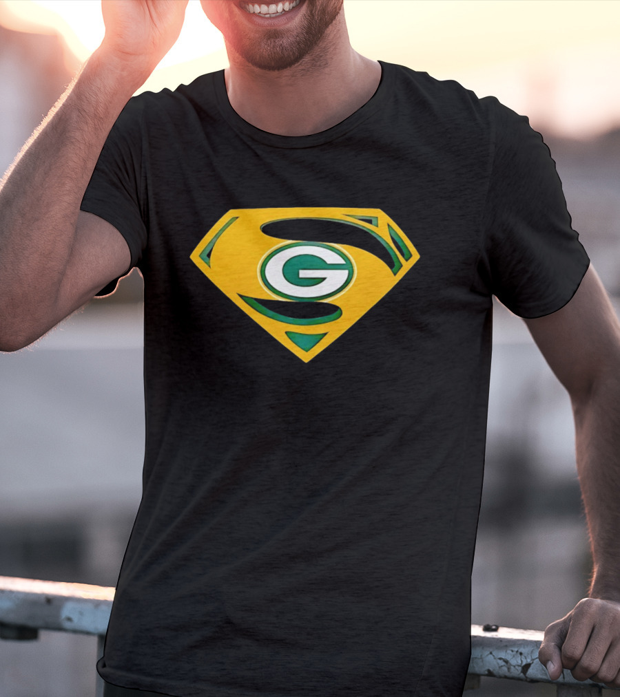 Green Bay Packers G In Superman Shield T-Shirt