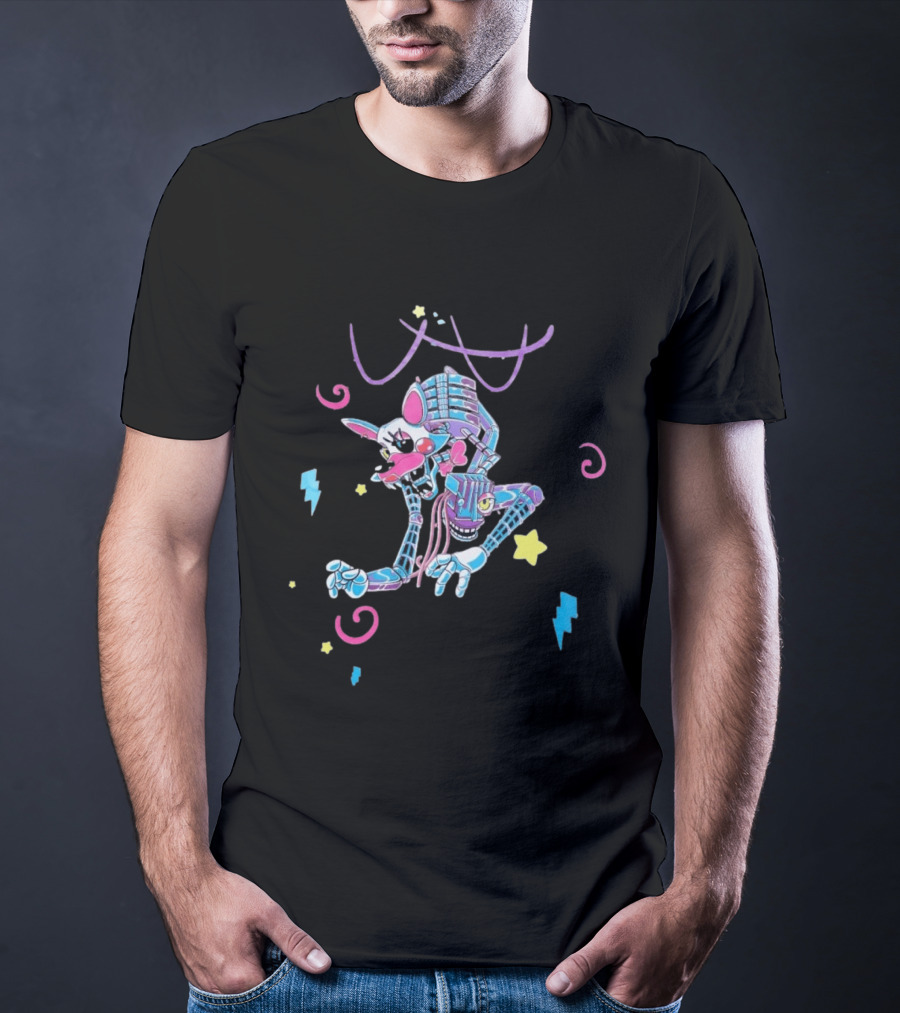 HEX X FNaF BTS Blacklight Mangle Purple Signature Stars Lightning Swirls T-Shirt