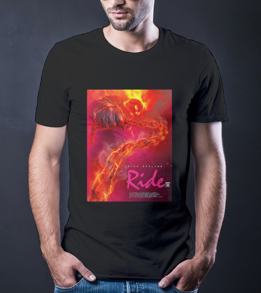 Ryan Gosling Ride Movie Ghost Rider Flaming Chain Image T-Shirt