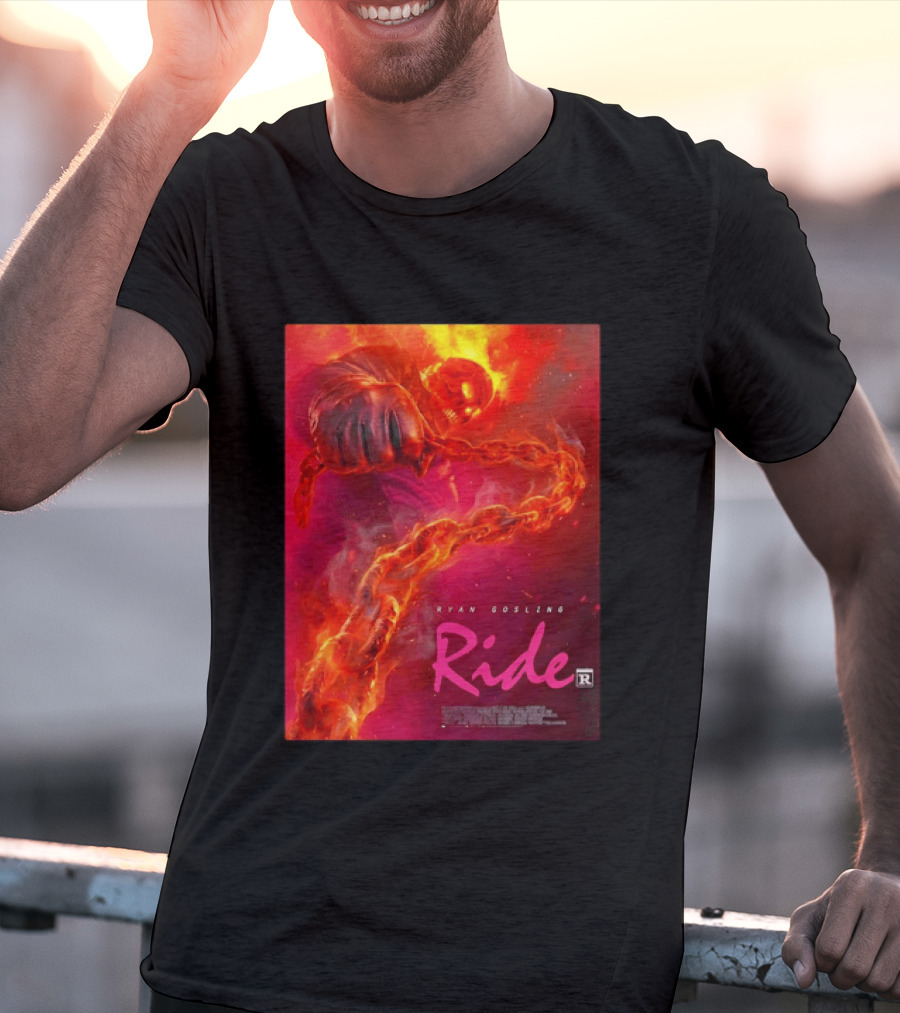 Ryan Gosling Ride Movie Ghost Rider Flaming Chain Image T-Shirt