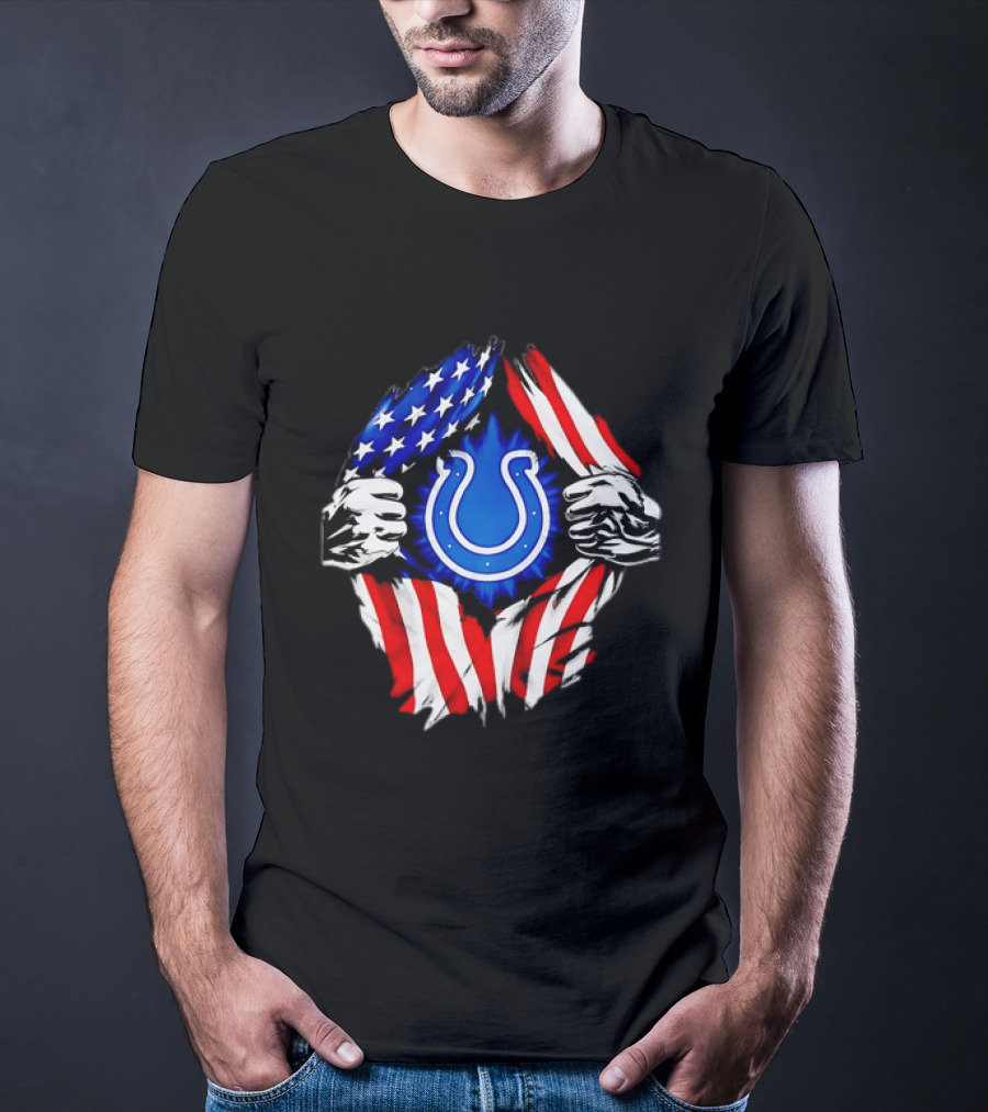 Indianapolis Colts American Flag Ripped Chest T-Shirt