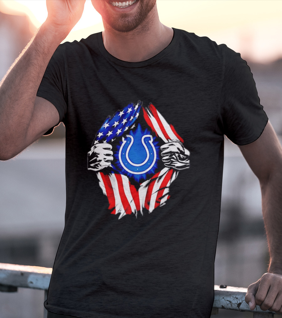 Indianapolis Colts American Flag Ripped Chest T-Shirt