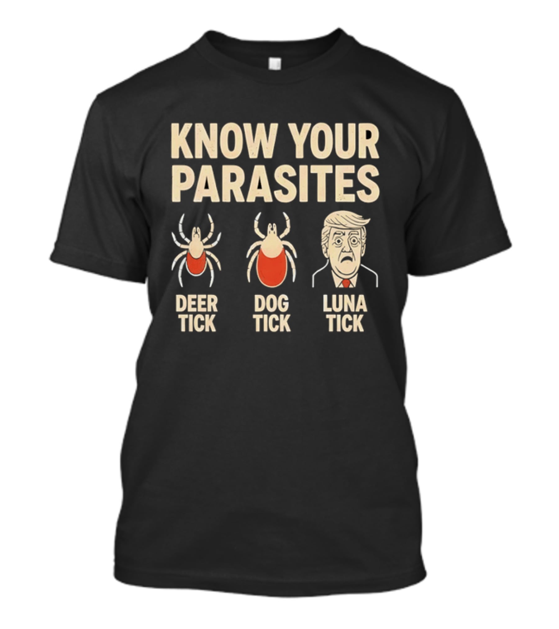 Know Your Parasites Deer Tick Dog Tick Luna Tick Political Humor T-Shirt