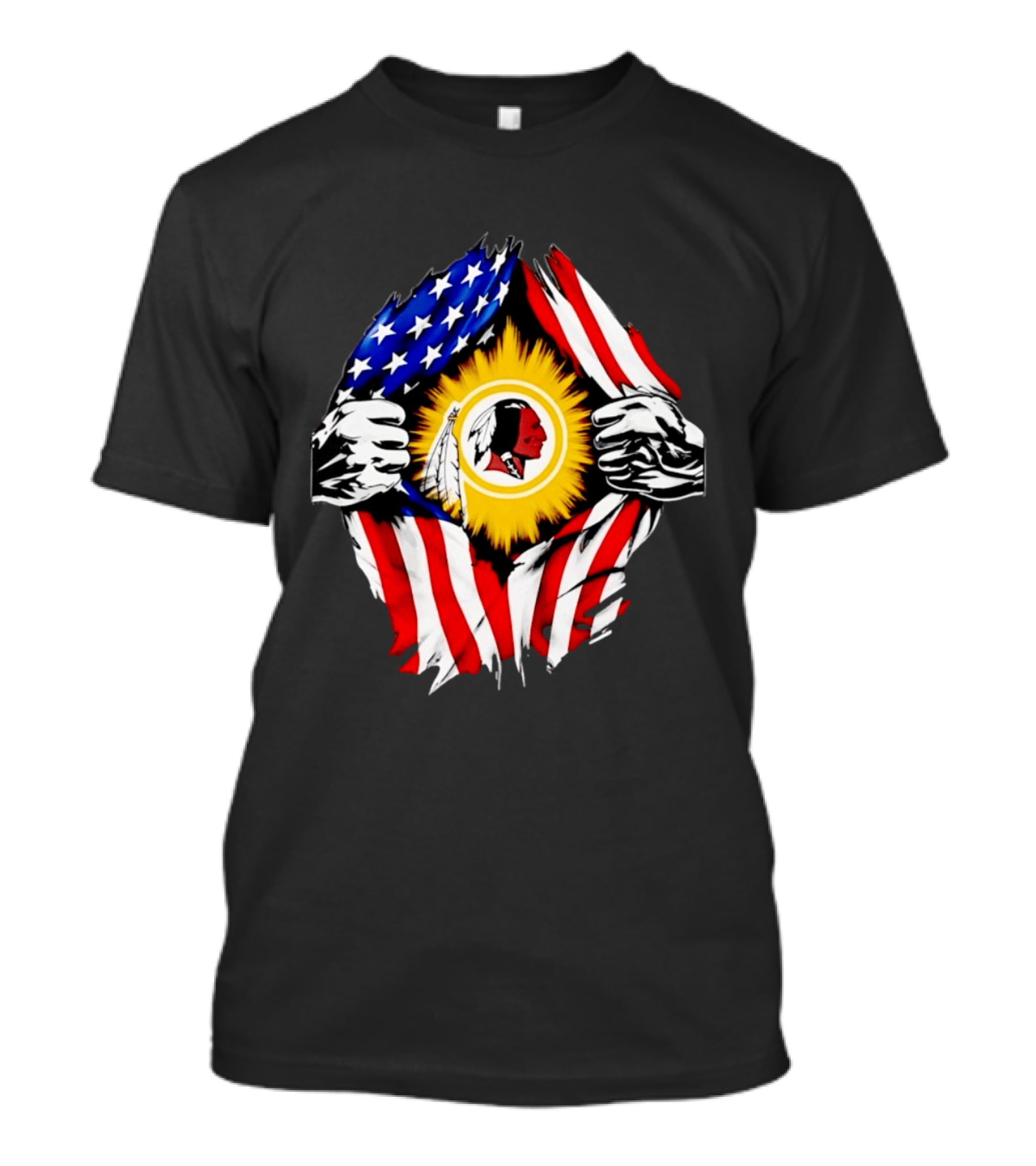 Washington Redskins American Flag Ripped Chest T-Shirt