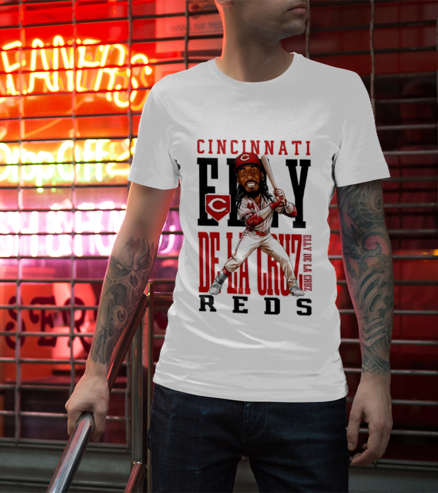 Cincinnati Reds Elly De La Cruz Baseball Caricature T-Shirt