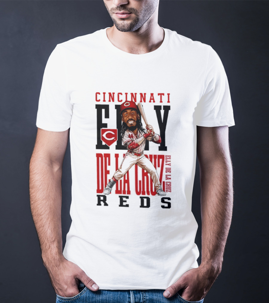 Cincinnati Reds Elly De La Cruz Baseball Caricature T-Shirt